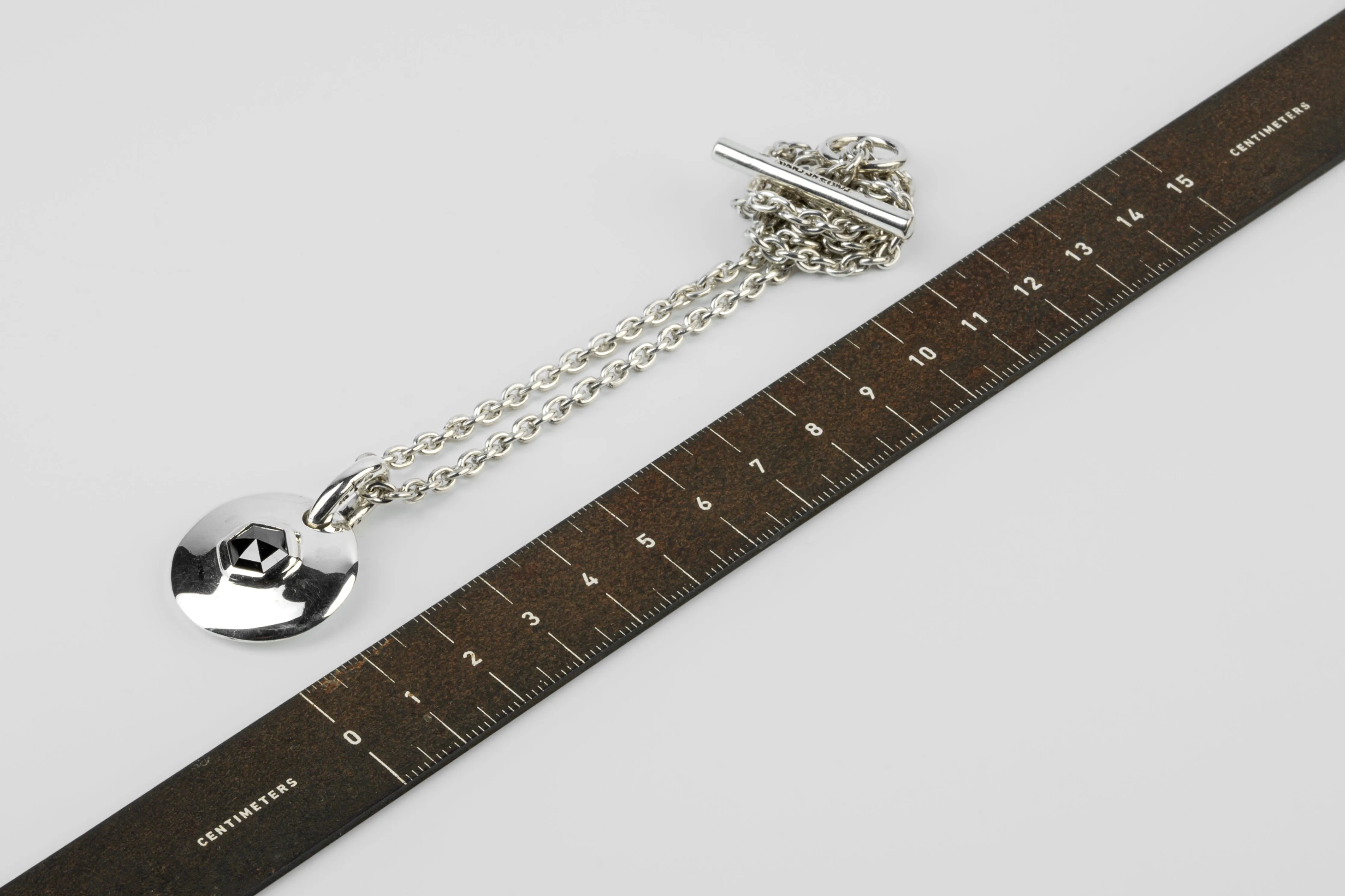 Disk Necklace (25mm, Fancy Setting, Black Hex Diamond, 1.5 CT, 50cm, PA+BLKDIA) sold by Parts of Four product image thumbnail 5