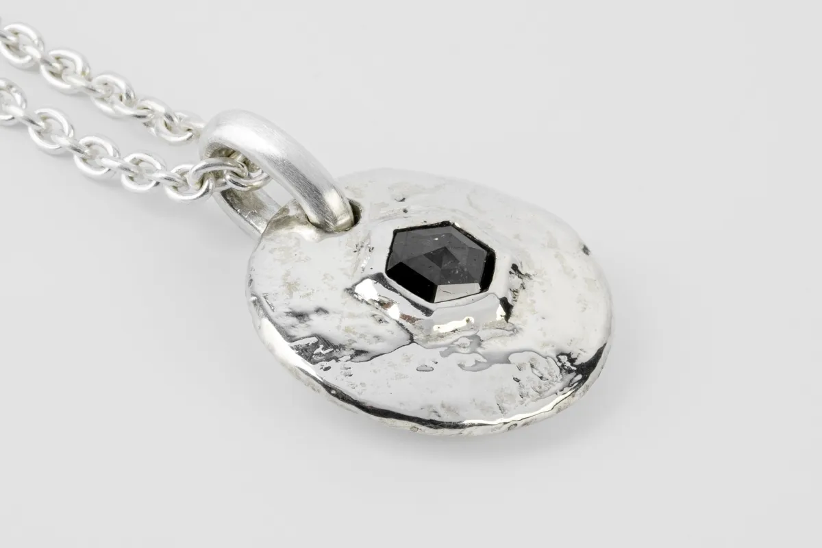 Disk Necklace (Fuse, 25mm, Fancy Setting, Black Hex Diamond, 1.5 CT, 50cm, MA10KW+BLKDIA) sold by Parts of Four