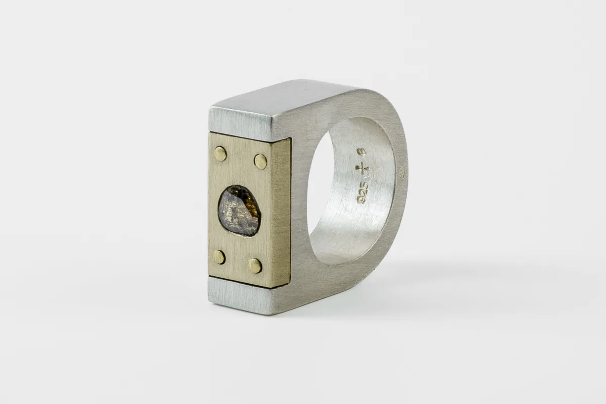 Plate Ring Single (0.4 CT, Diamond Slab, VAR, 9mm, MA+MR+DIA) made by Parts of Four