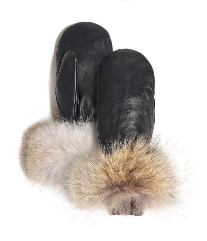 VICTORIA LEATHER MITTENS - Women sold by Brume