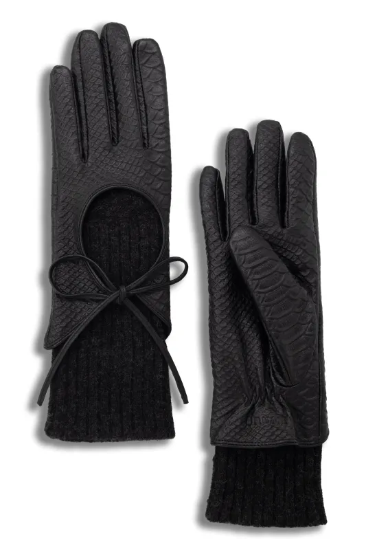 Stanstead Snake-Embossed Leather Gloves – Women sold by Brume