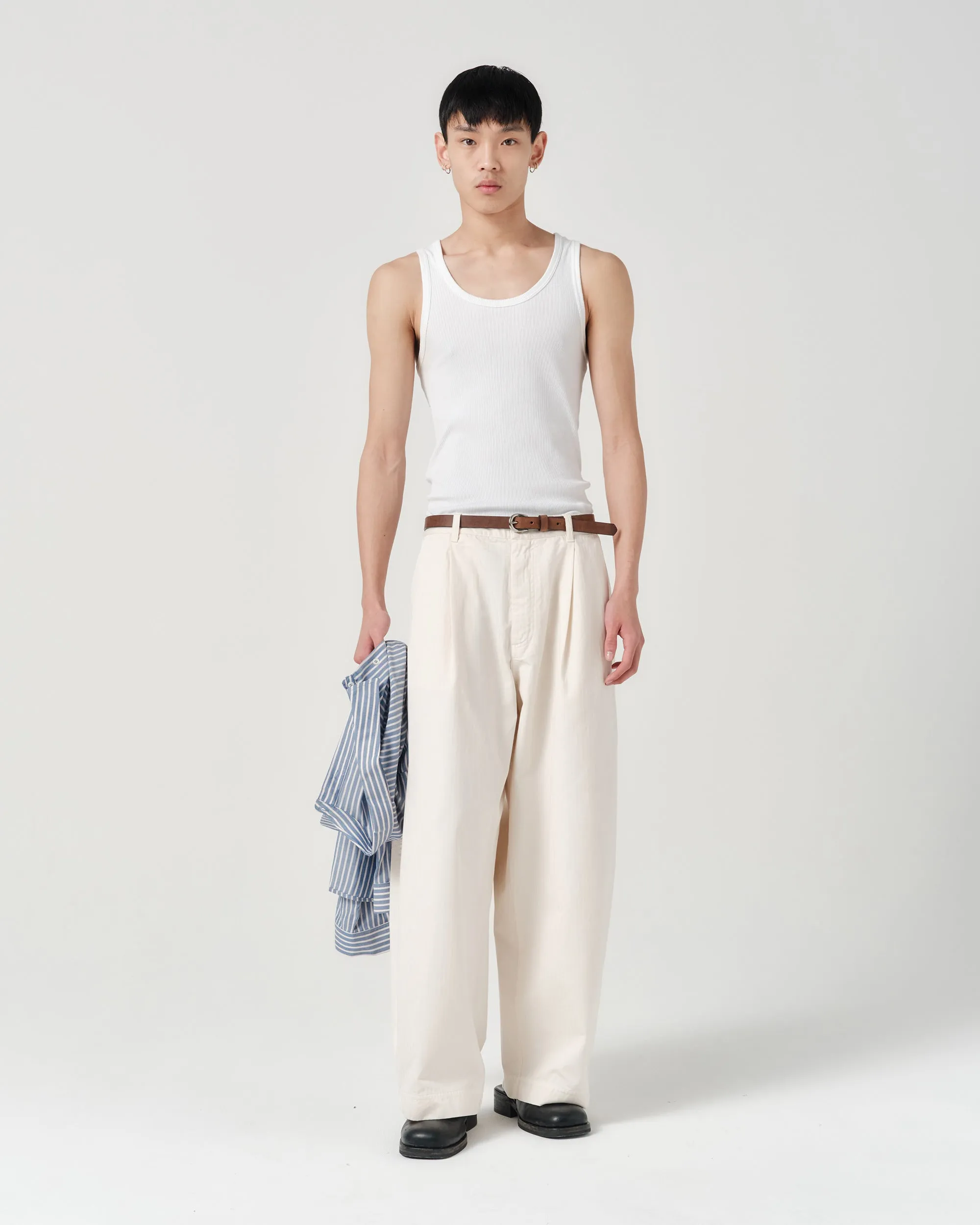 Volume Trouser - Natural Herringbone sold by Asha Jasper