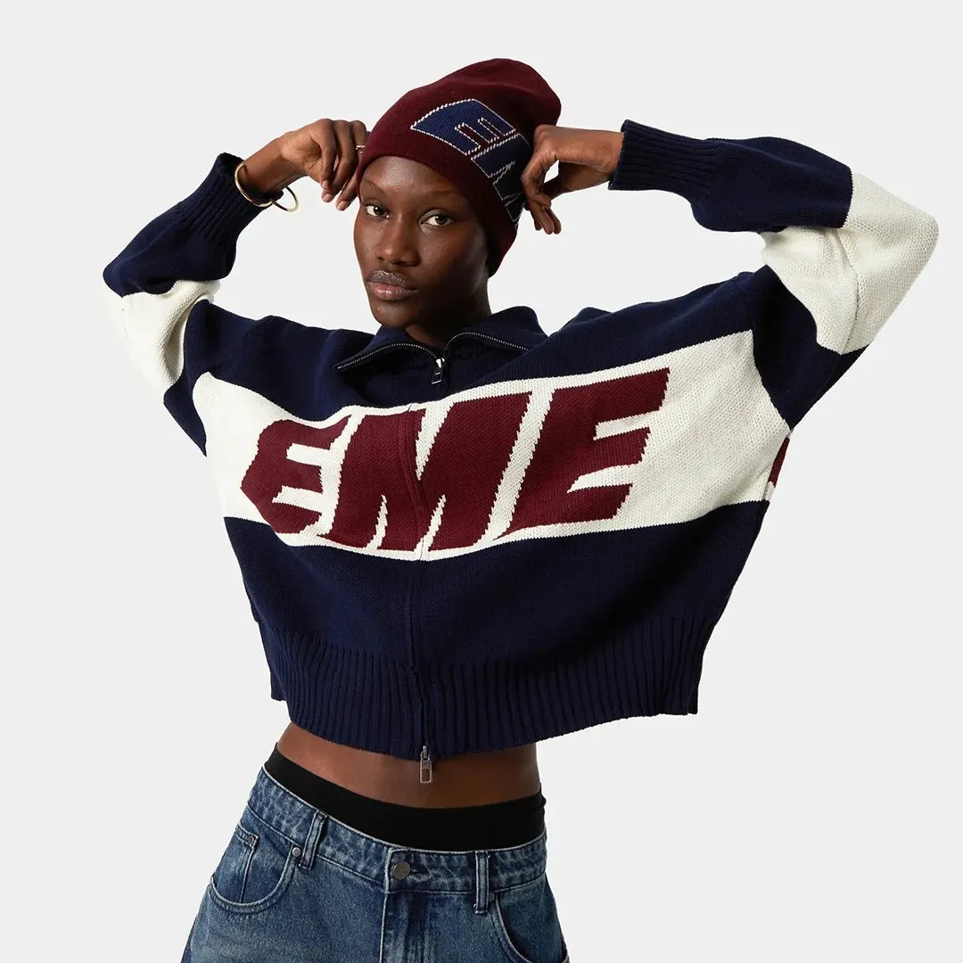 Thrill Navy Zipper Knit sold by EME STUDIOS product image thumbnail 3