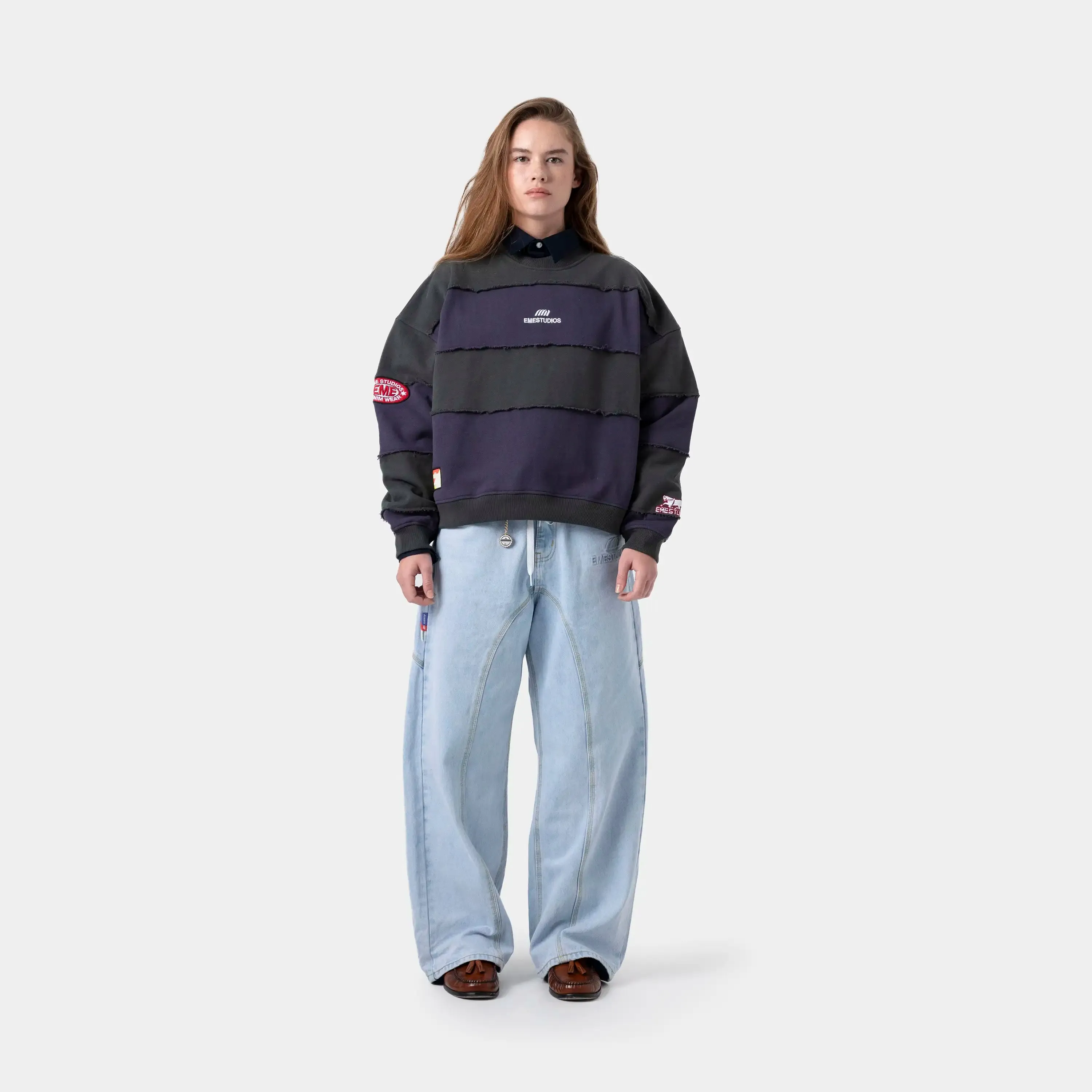 M Navy Striped Crewneck sold by EME STUDIOS product image thumbnail 2