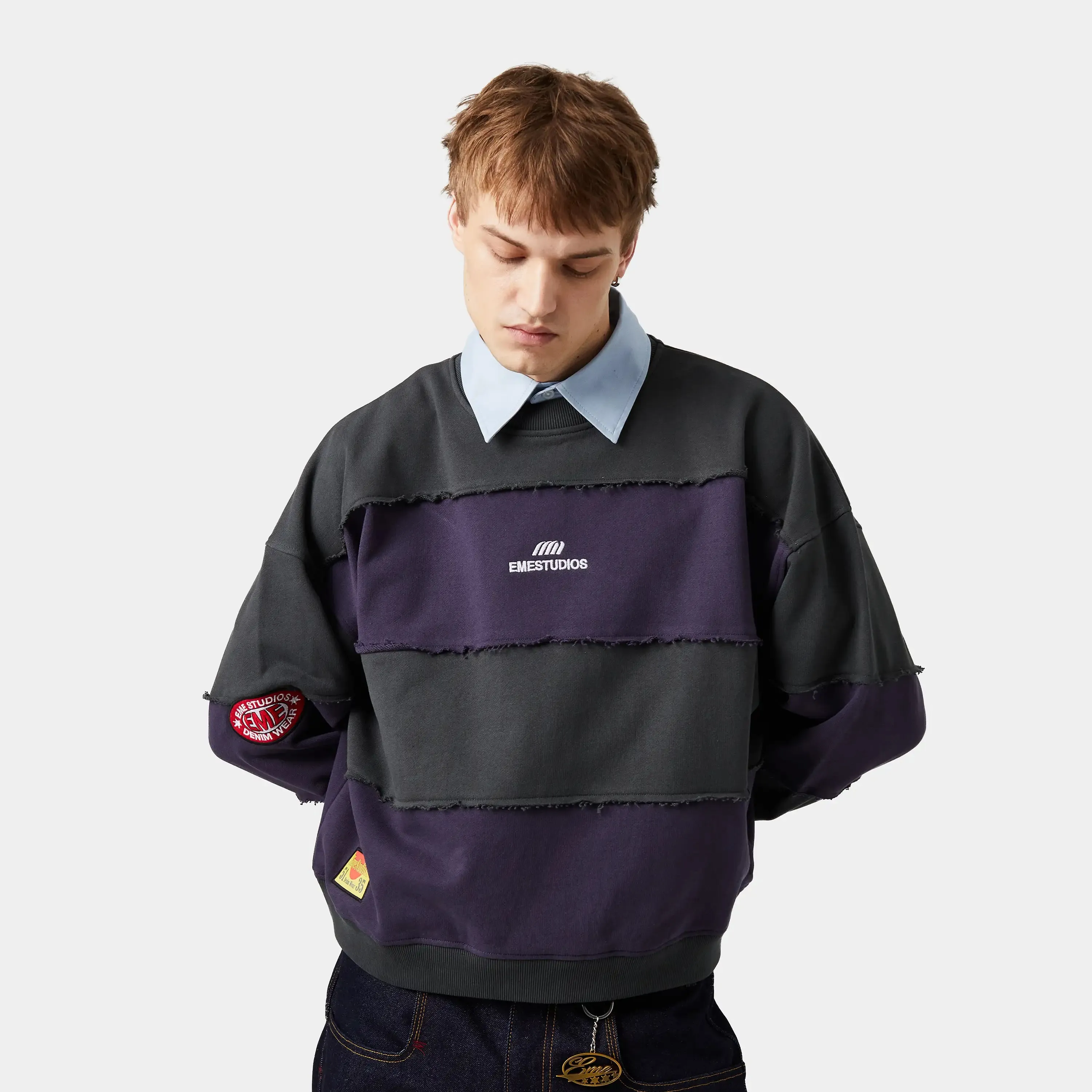 M Navy Striped Crewneck sold by EME STUDIOS product image thumbnail 5