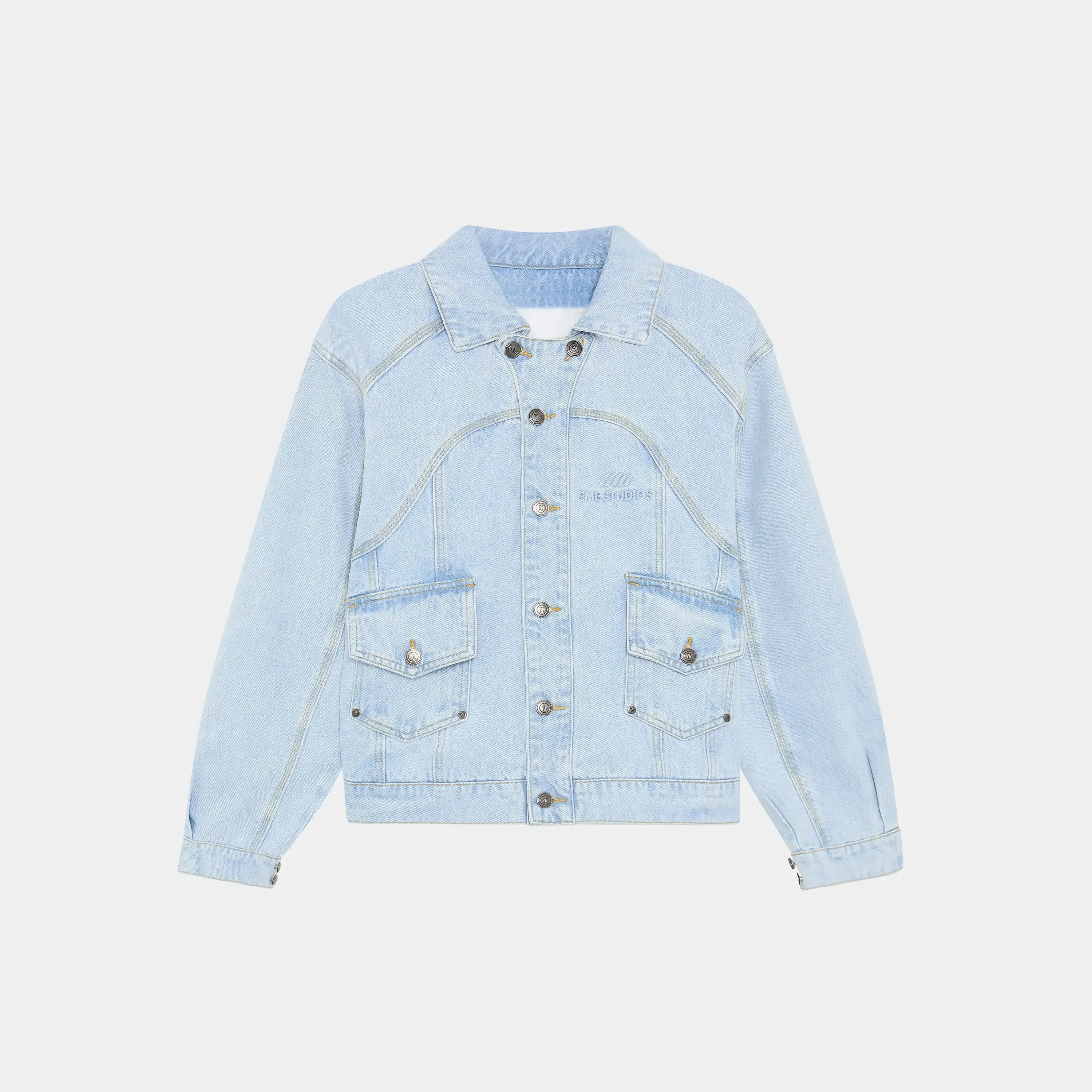 Eddy Pale Denim Boxy Jacket sold by EME STUDIOS