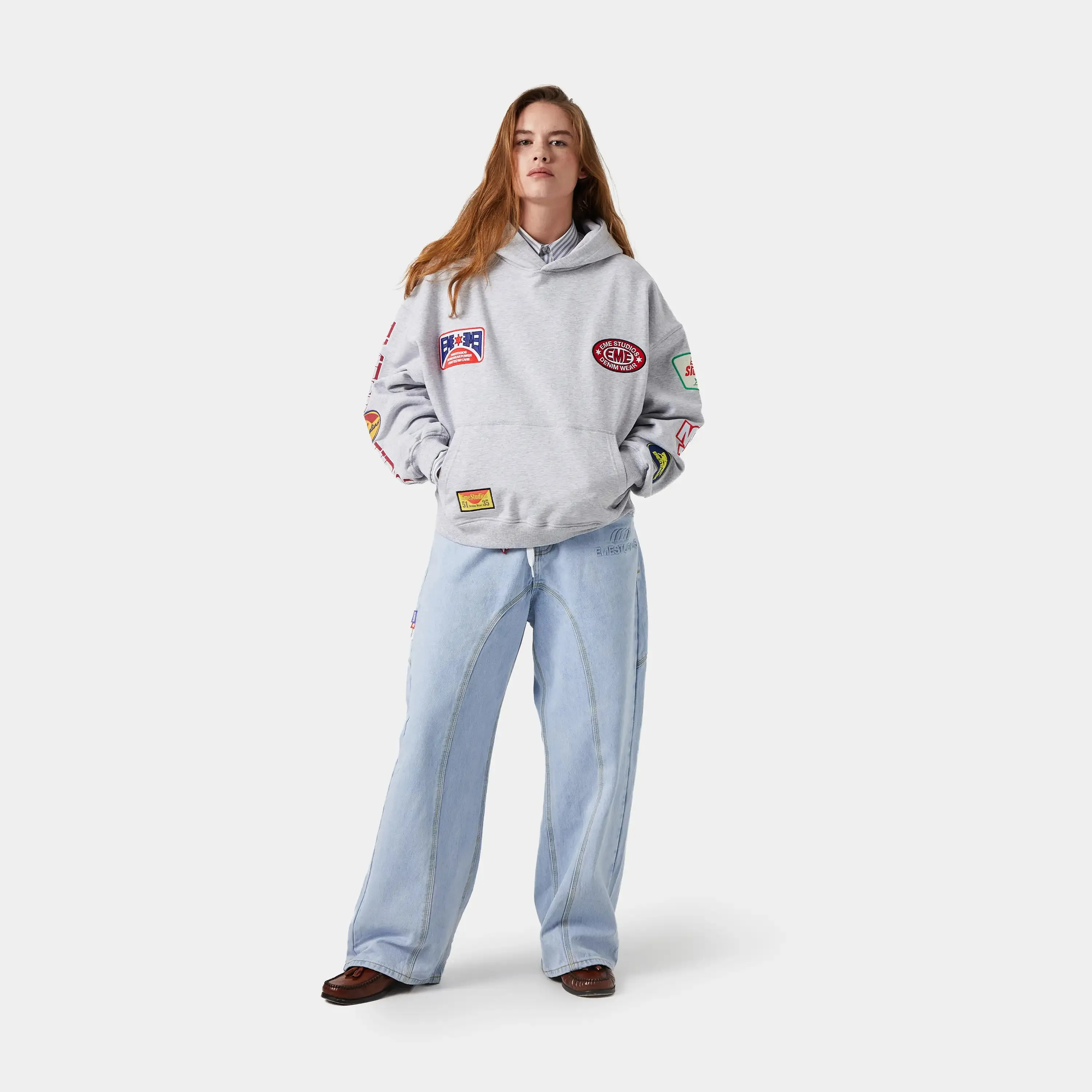 Patches Grey Oversized Hoodie sold by EME STUDIOS product image thumbnail 4
