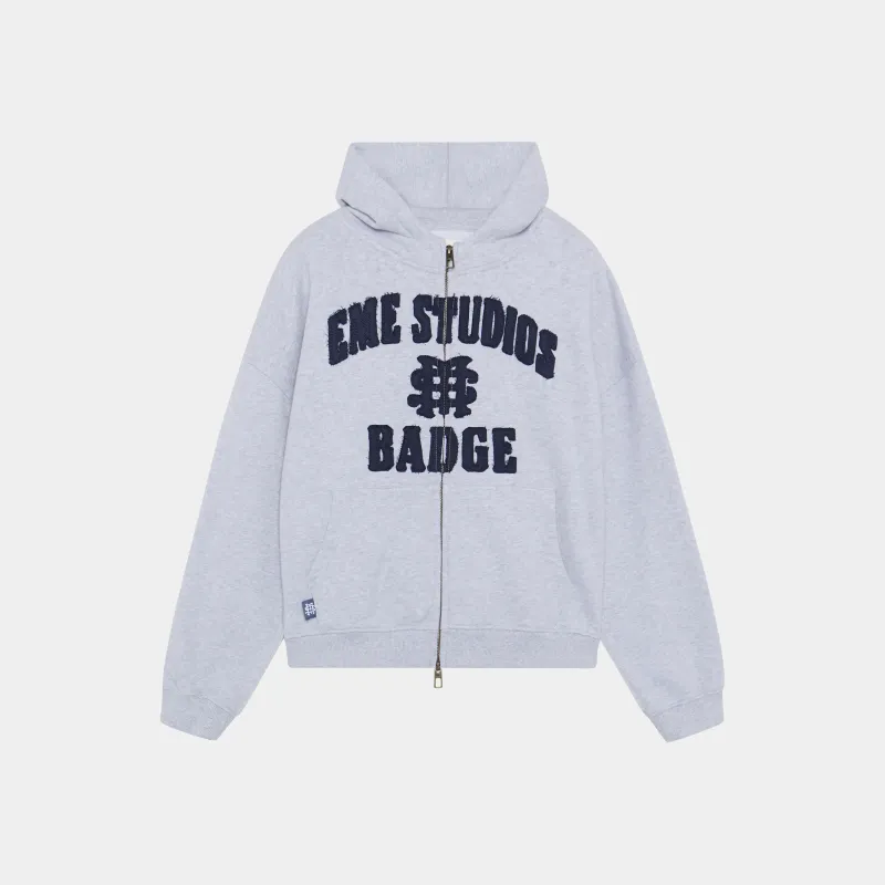 Badge Heather Grey Full Zip sold by EME STUDIOS