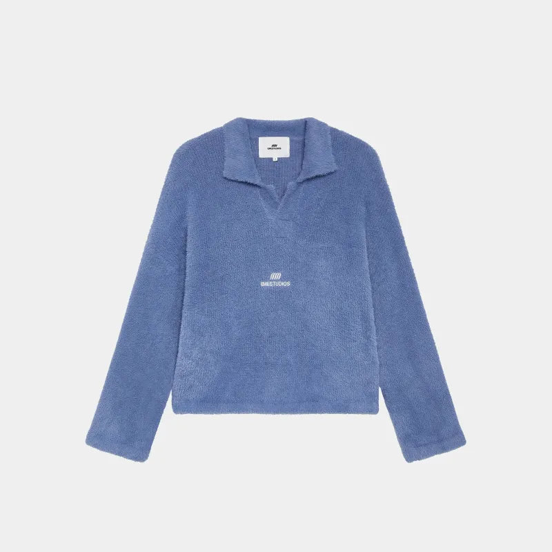 Sully Deep Sea Brushed Knitted Polo sold by EME STUDIOS