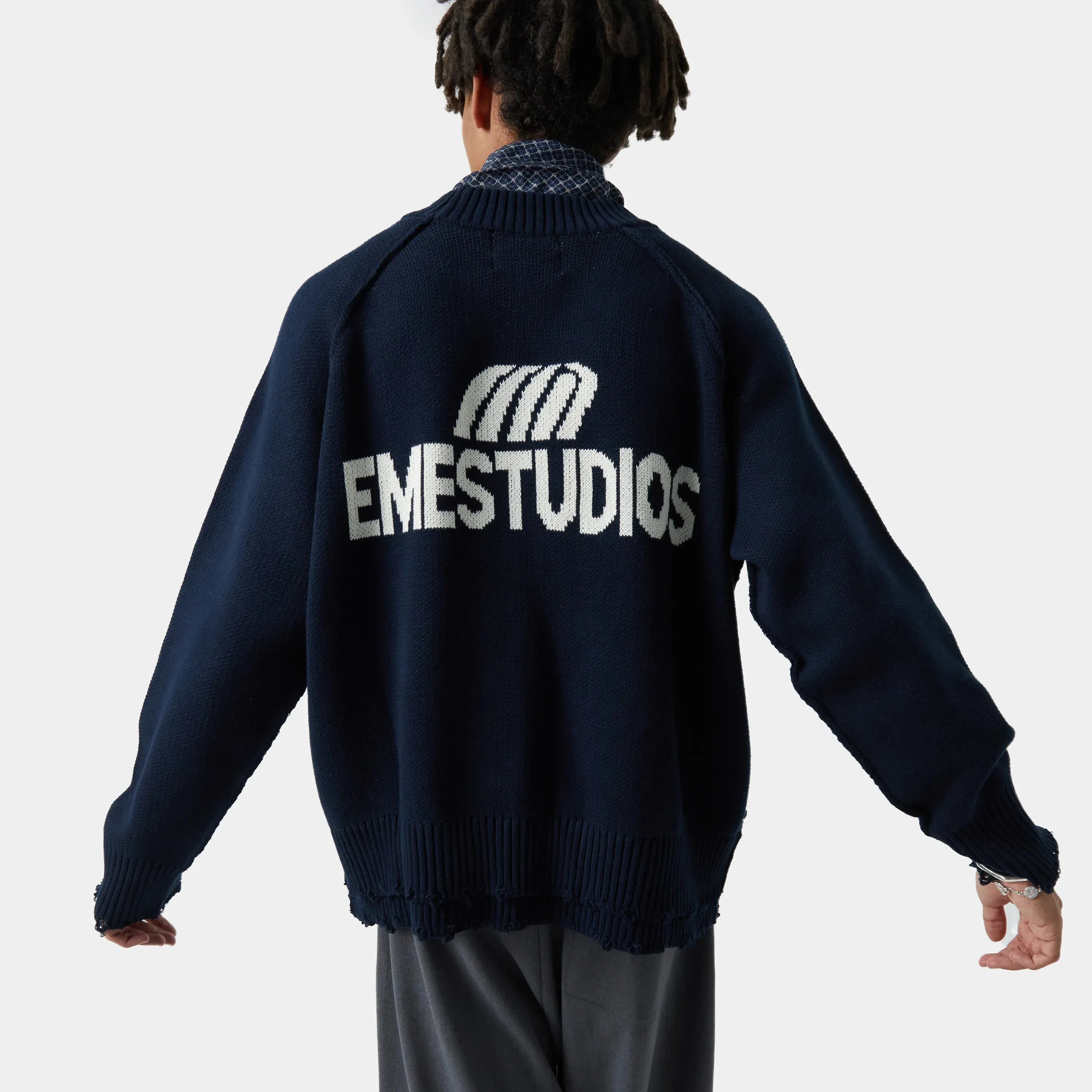 Fray Navy Knit Sweater sold by EME STUDIOS product image thumbnail 2