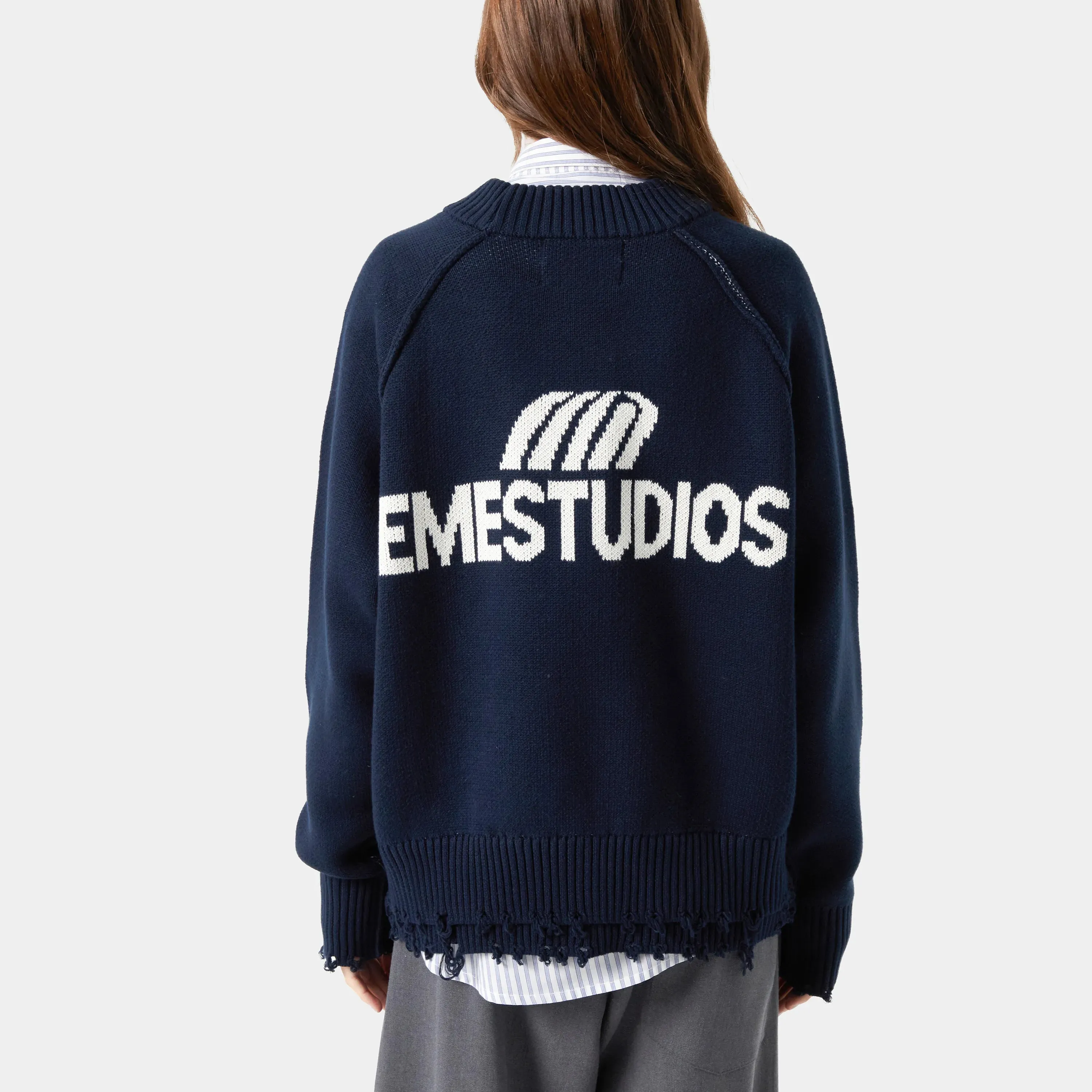 Fray Navy Knit Sweater sold by EME STUDIOS product image thumbnail 5