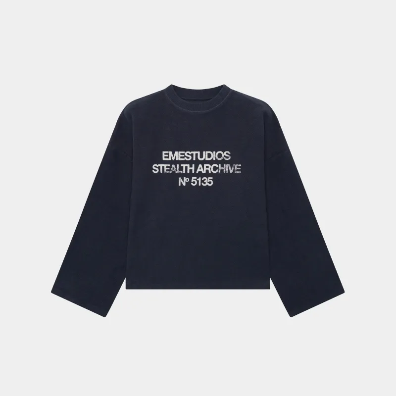 Stealth Navy Reverse Crewneck sold by EME STUDIOS