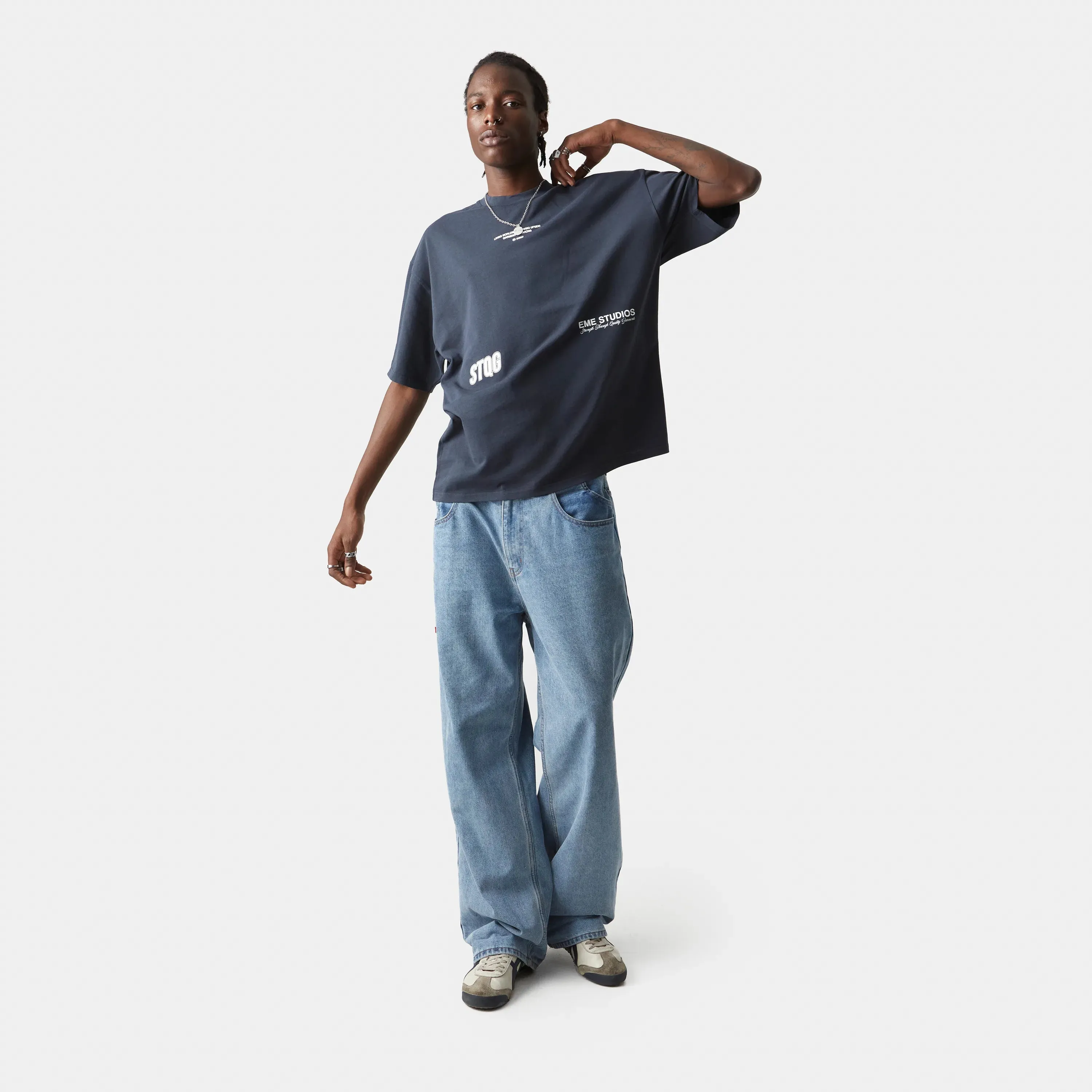 Jack Navy Oversized Tee sold by EME STUDIOS product image thumbnail 3