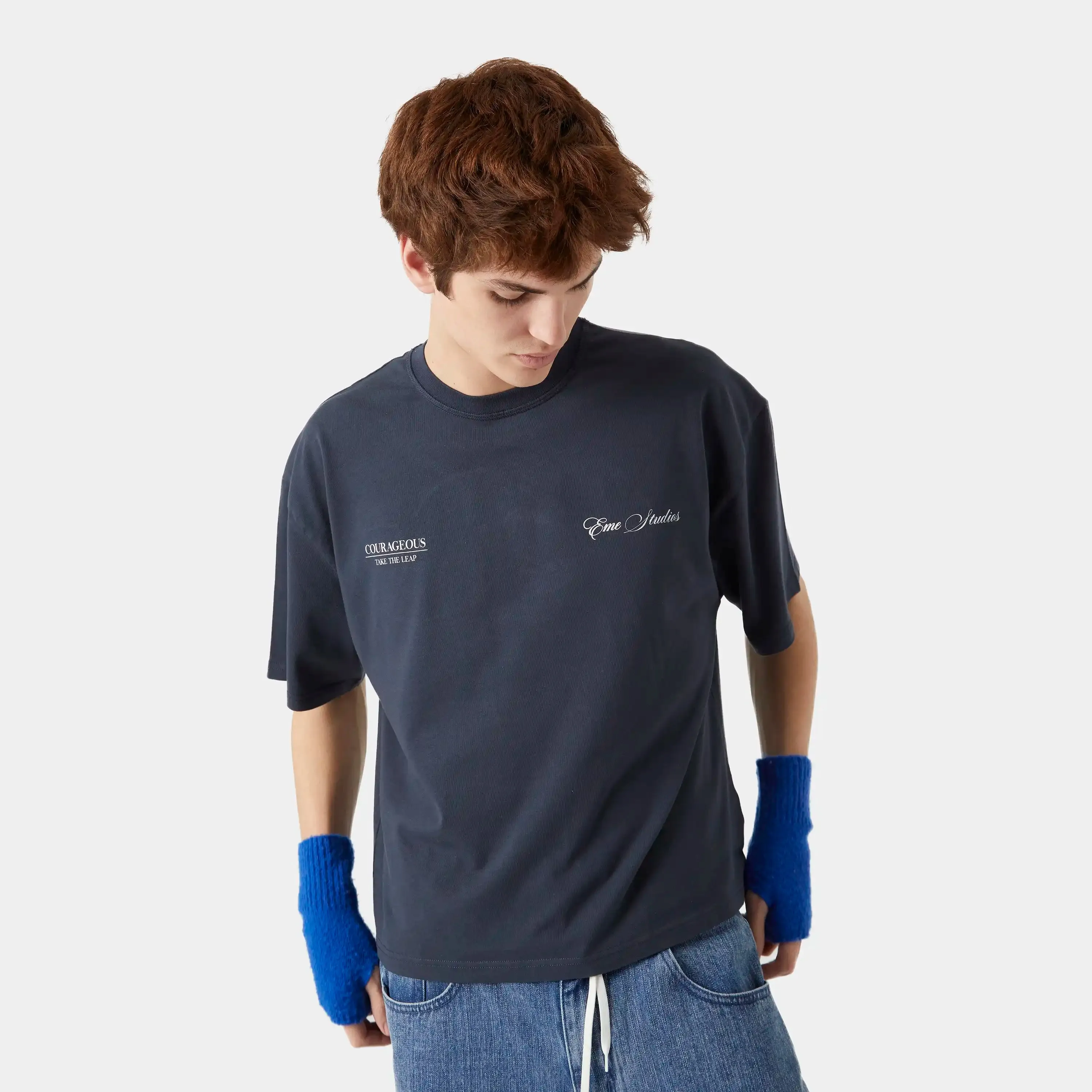 Courageous Navy Oversized Tee sold by EME STUDIOS product image thumbnail 5