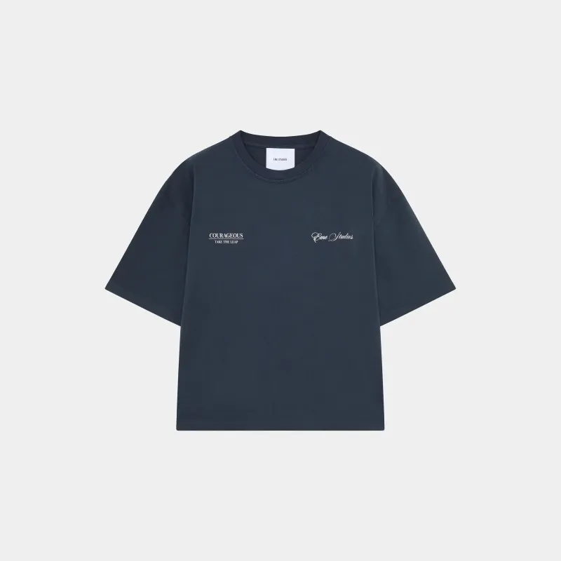 Courageous Navy Oversized Tee made by EME STUDIOS