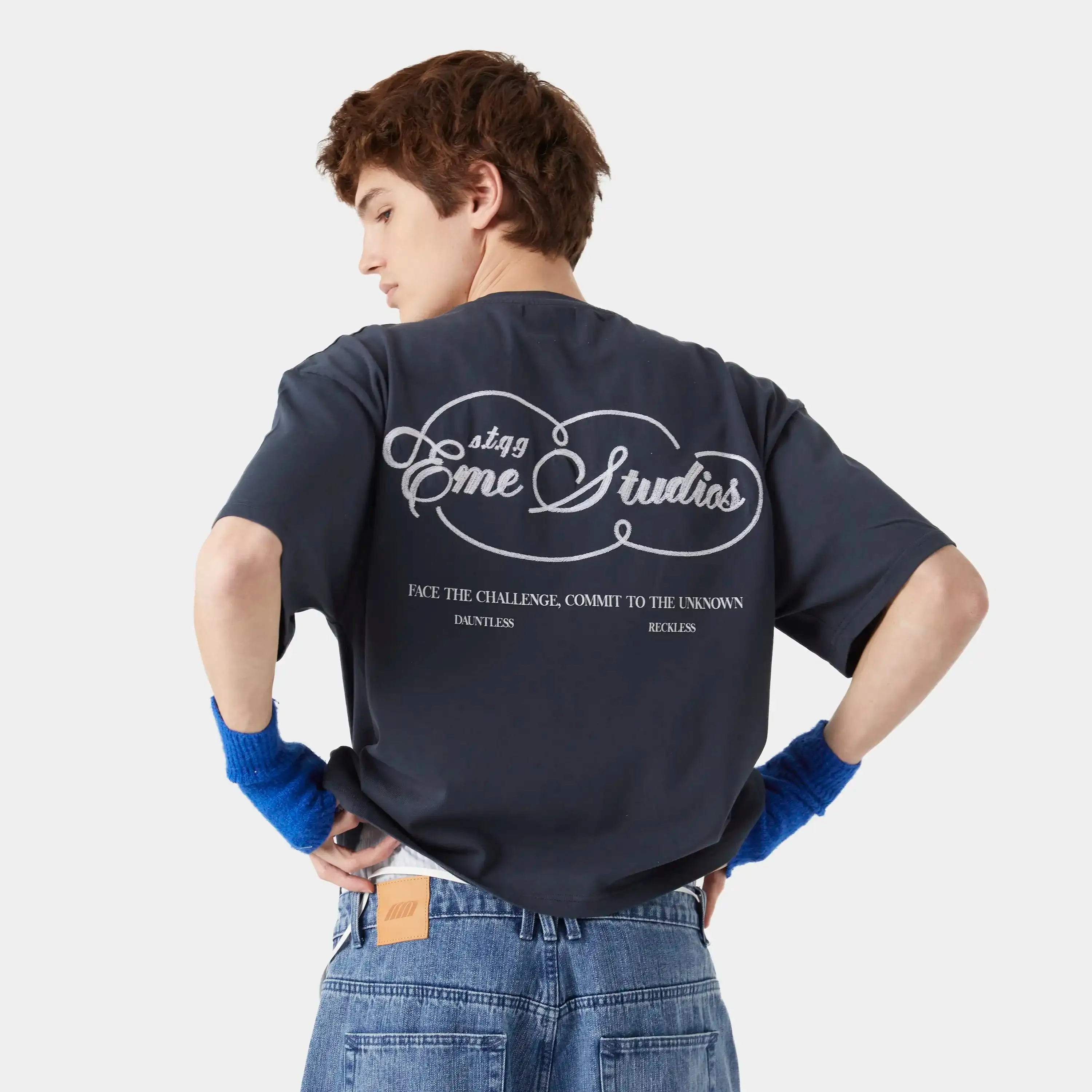 Courageous Navy Oversized Tee sold by EME STUDIOS product image thumbnail 2
