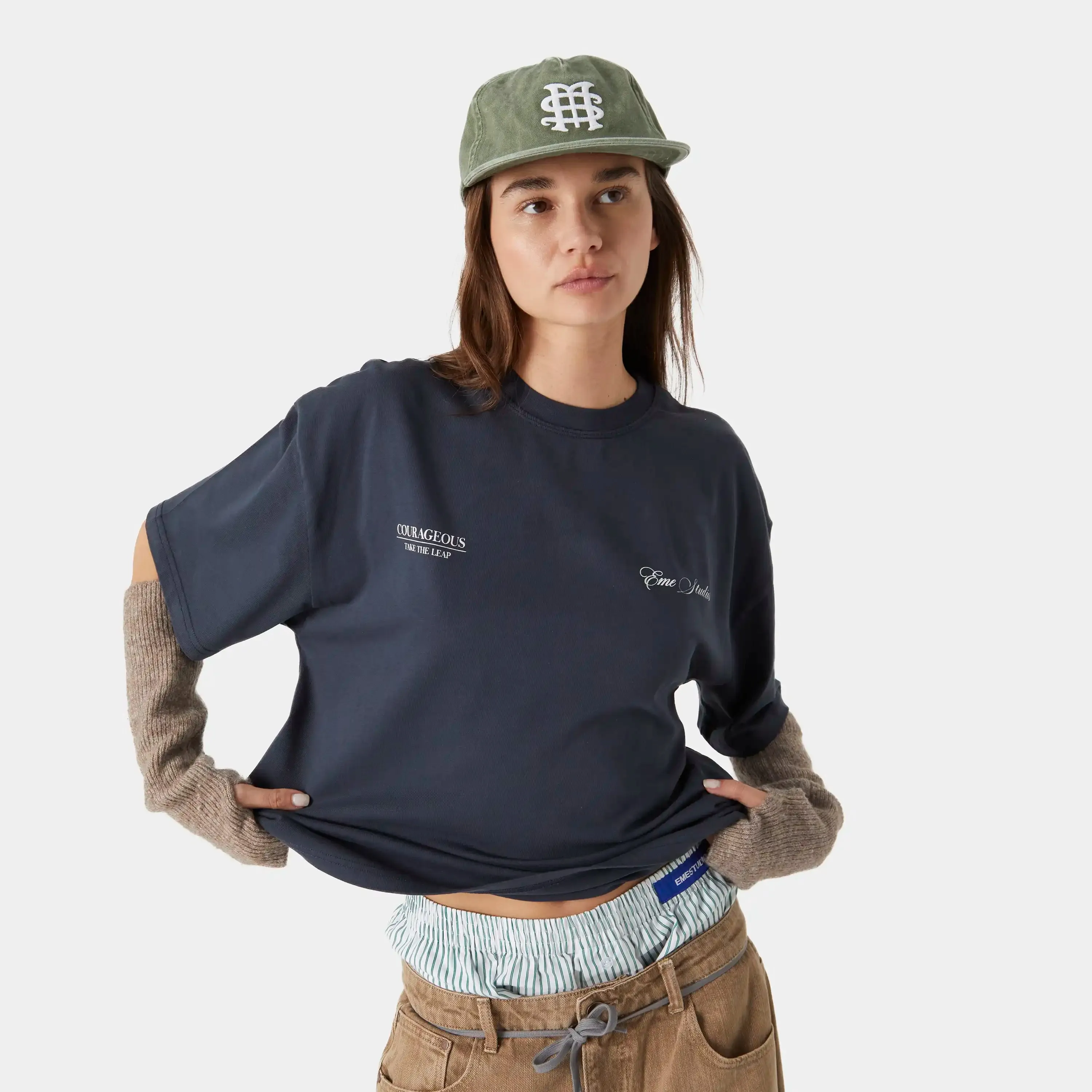 Courageous Navy Oversized Tee sold by EME STUDIOS product image thumbnail 3