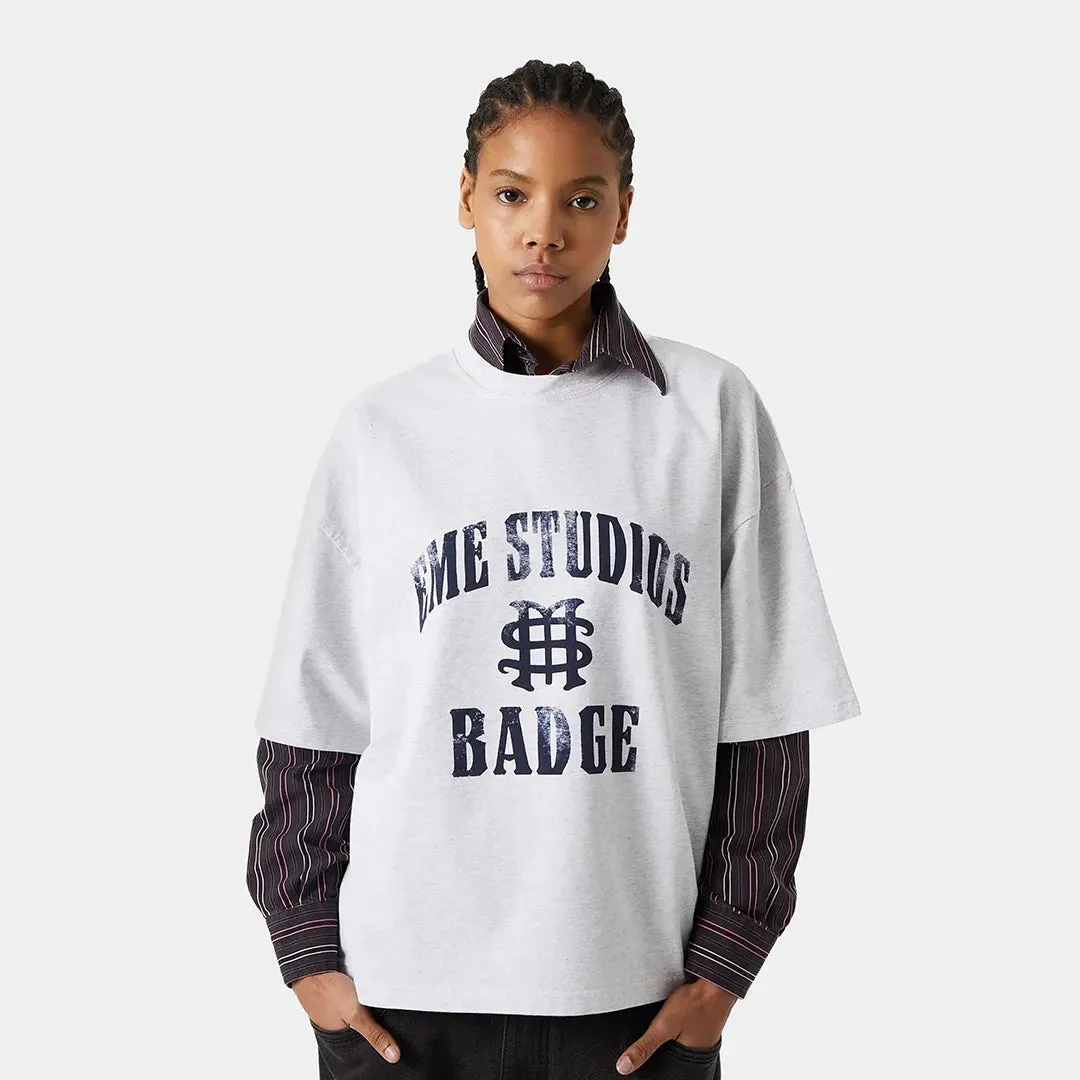 Badge Heather Grey Oversized Tee sold by EME STUDIOS product image thumbnail 3