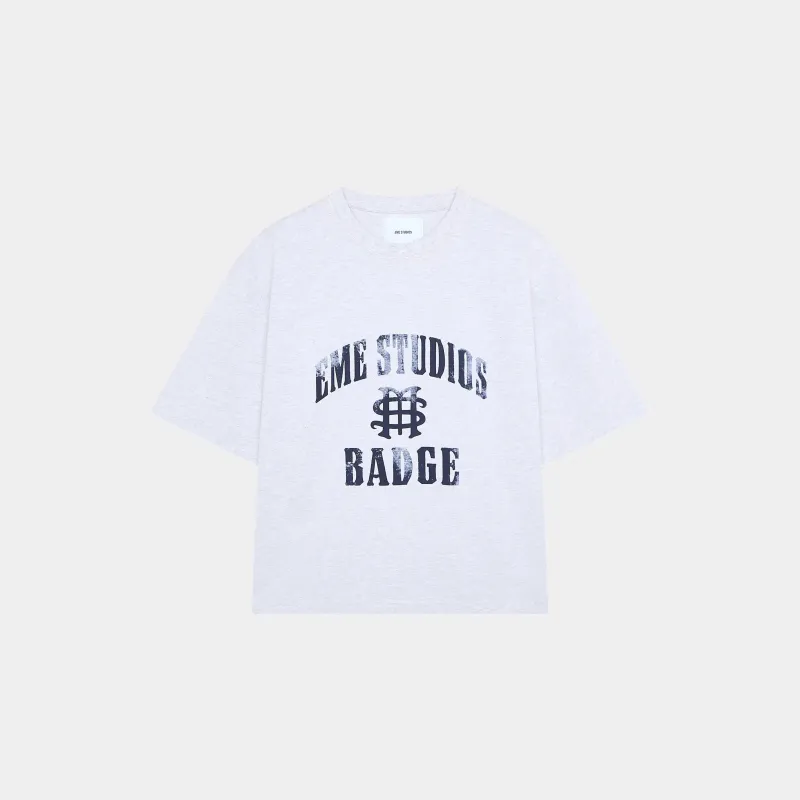 Badge Heather Grey Oversized Tee sold by EME STUDIOS