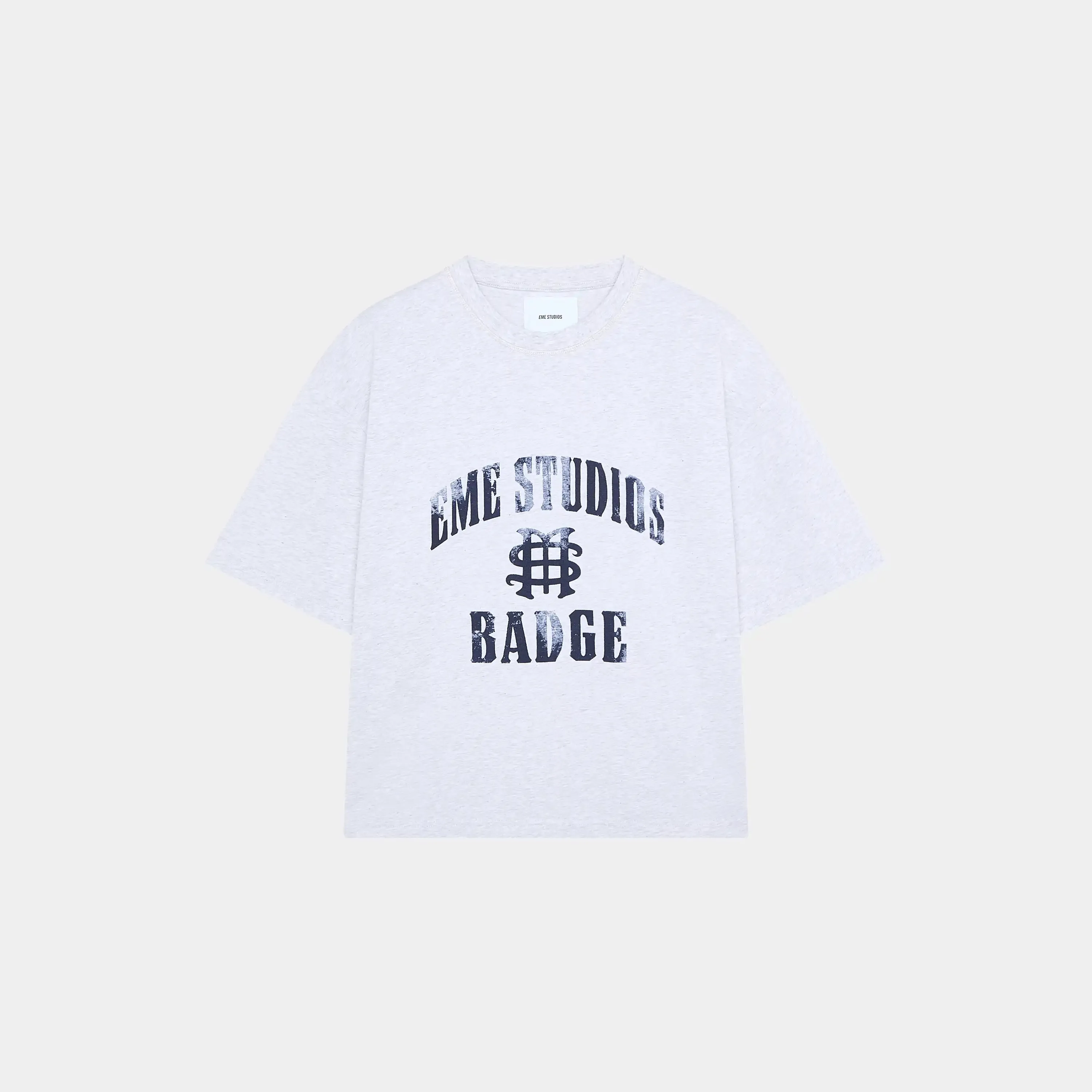 Badge Heather Grey Oversized Tee sold by EME STUDIOS