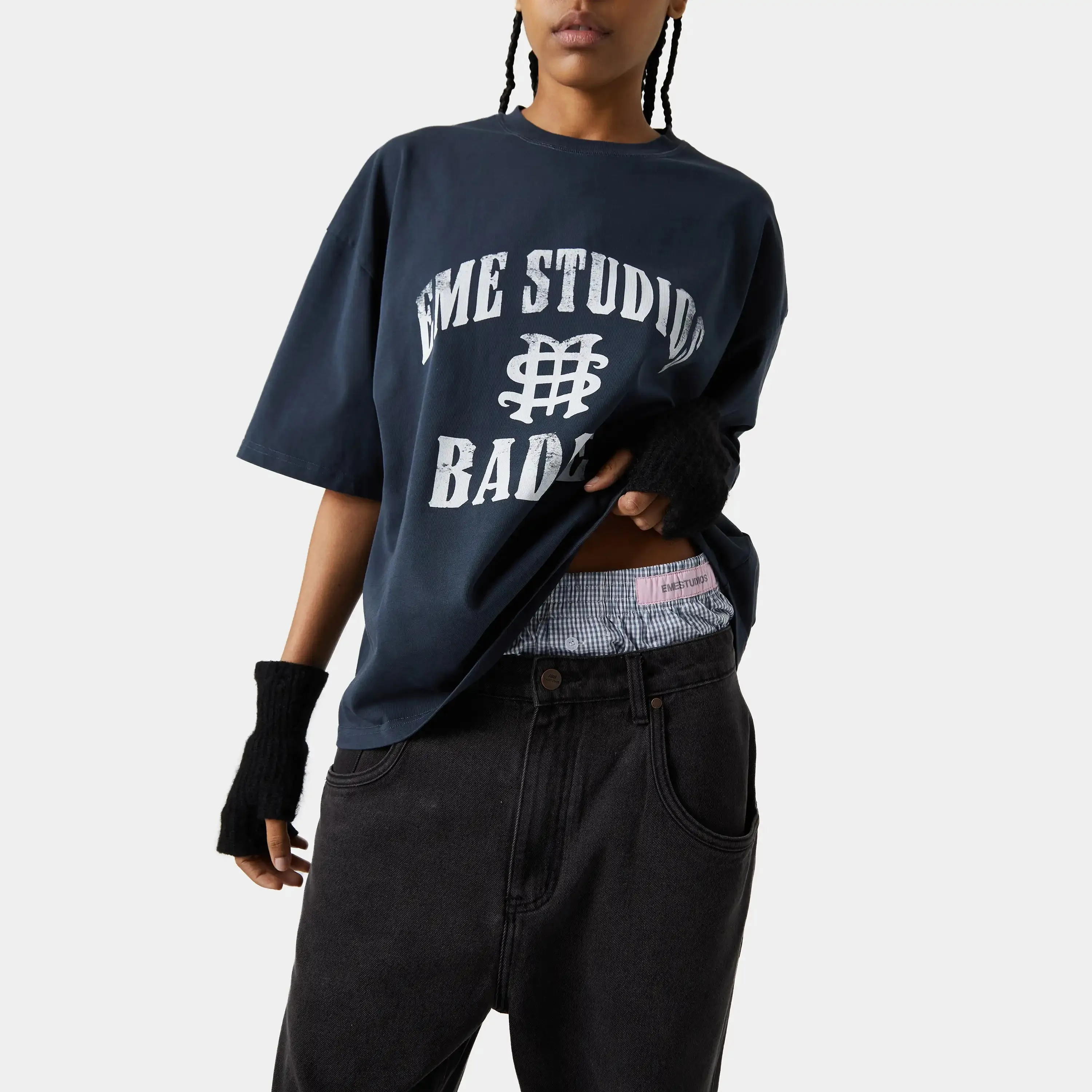 Badge Navy Oversized Tee sold by EME STUDIOS product image thumbnail 5