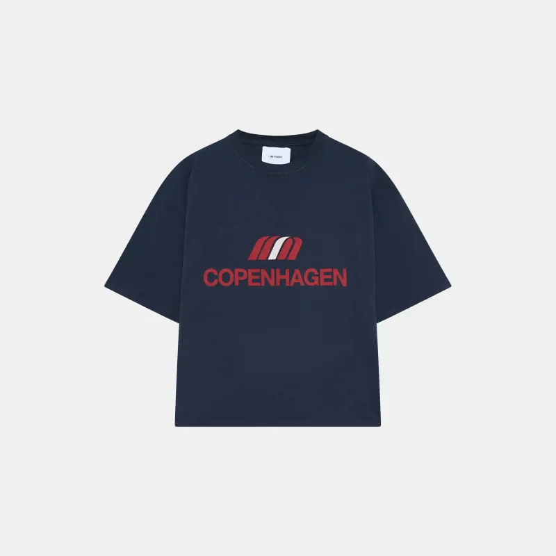 Flag CPH Navy Cropped Tee sold by EME STUDIOS