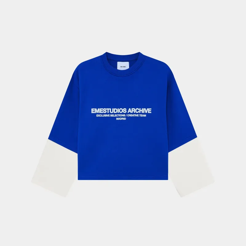Strike Double Sleeve Sodalite Crewneck sold by EME STUDIOS