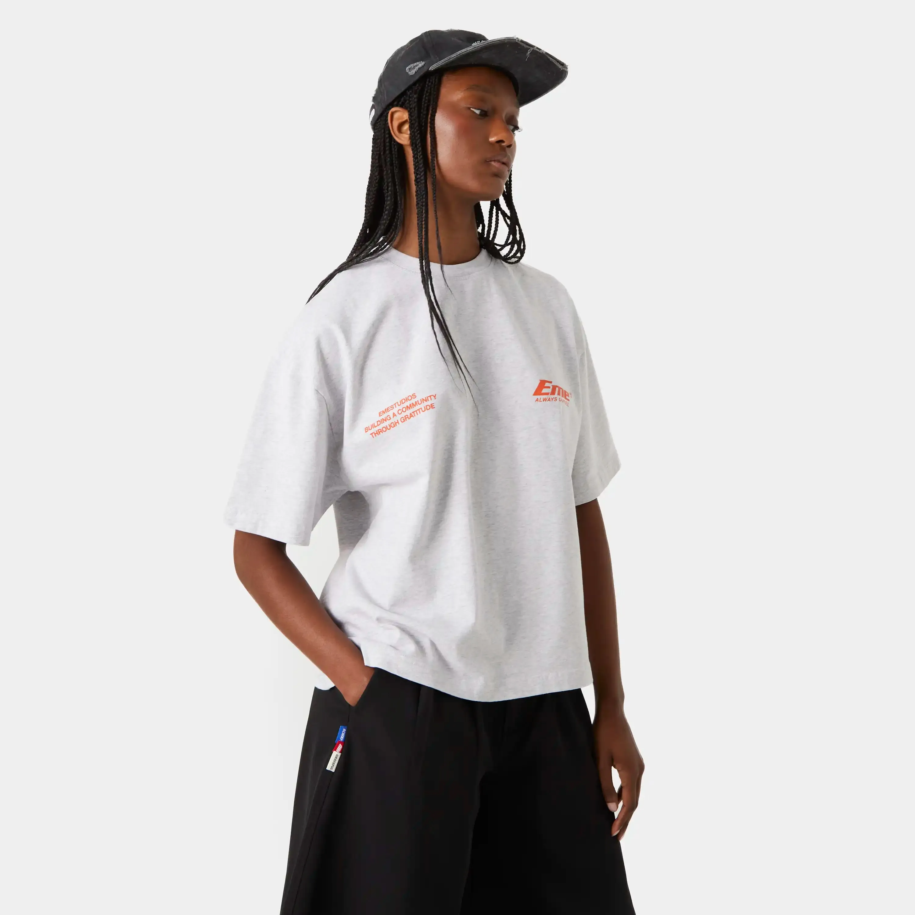 Speeding Up Grey Oversized Tee sold by EME STUDIOS product image thumbnail 4