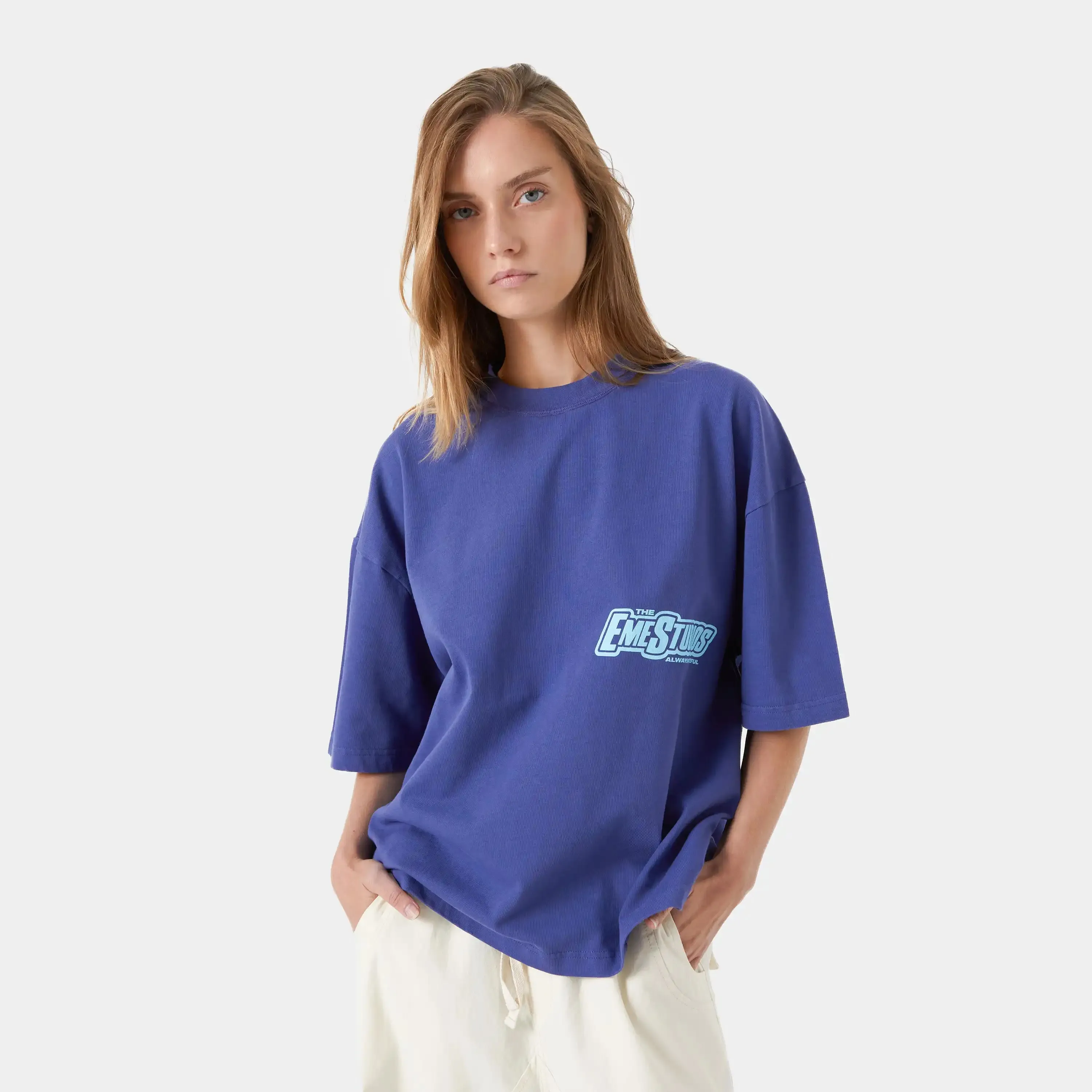 Shining Orient Blue Oversized Tee sold by EME STUDIOS product image thumbnail 4