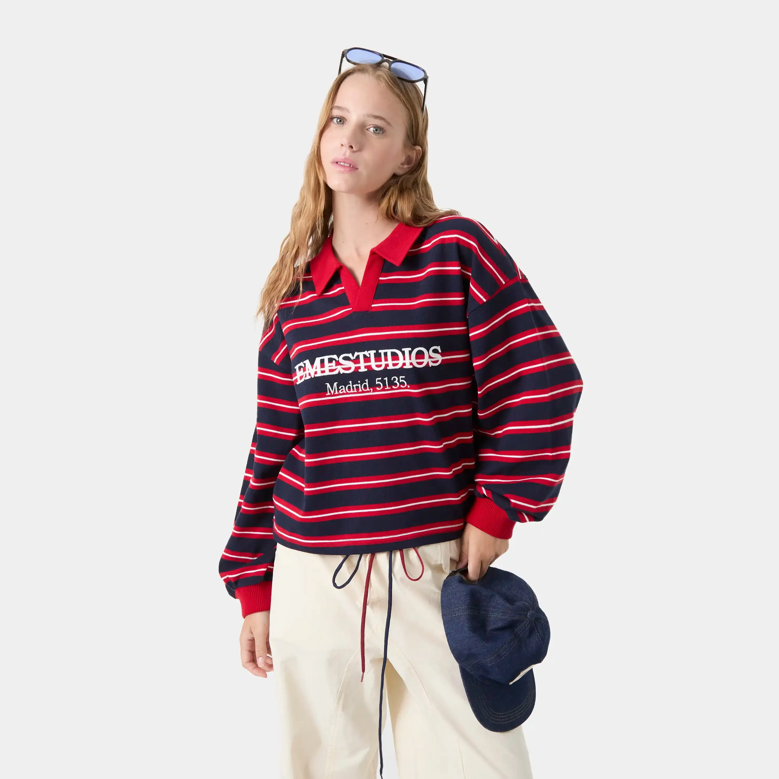 Oasis Navy Striped Polo sold by EME STUDIOS product image thumbnail 2