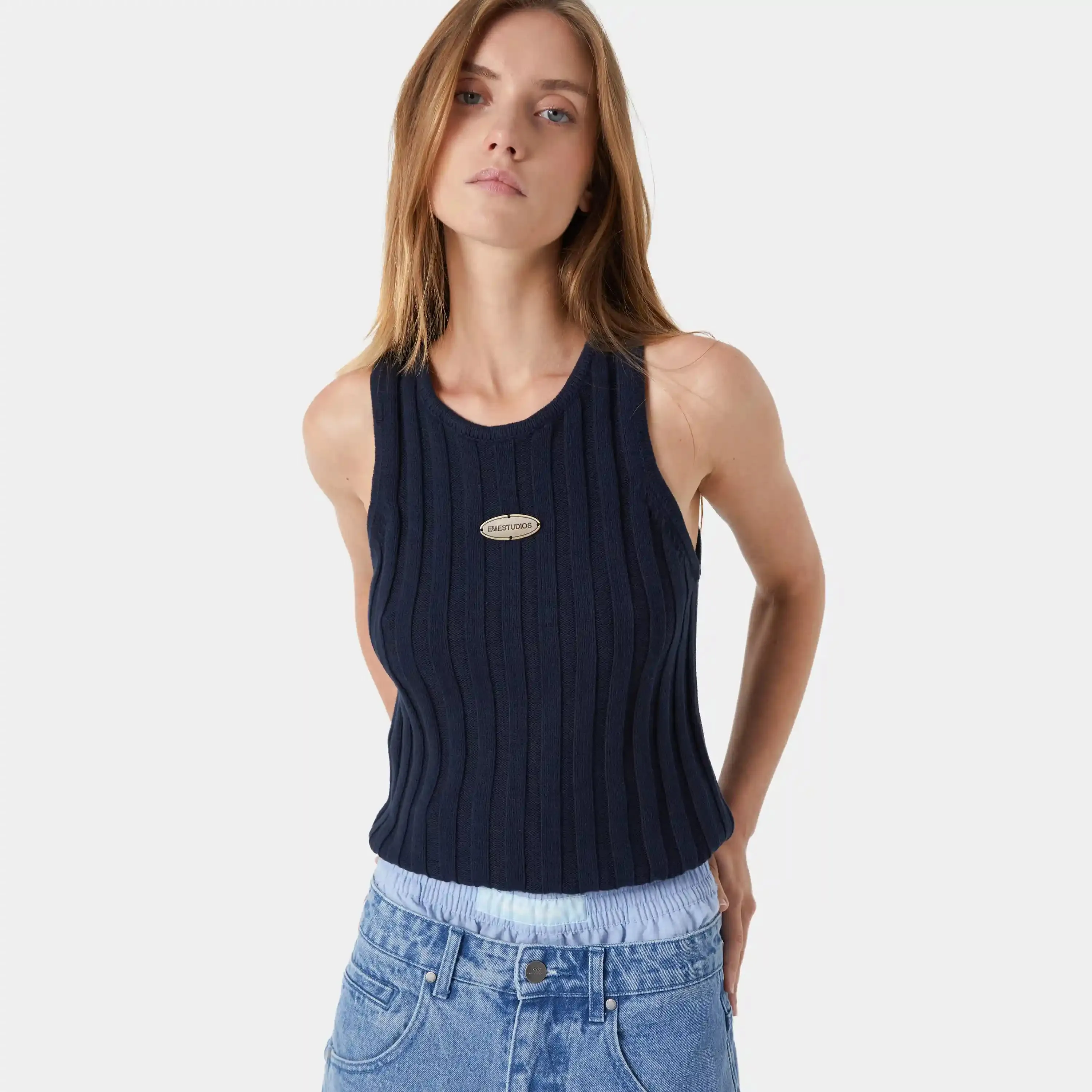 Rib Navy Tank Top sold by EME STUDIOS product image thumbnail 2