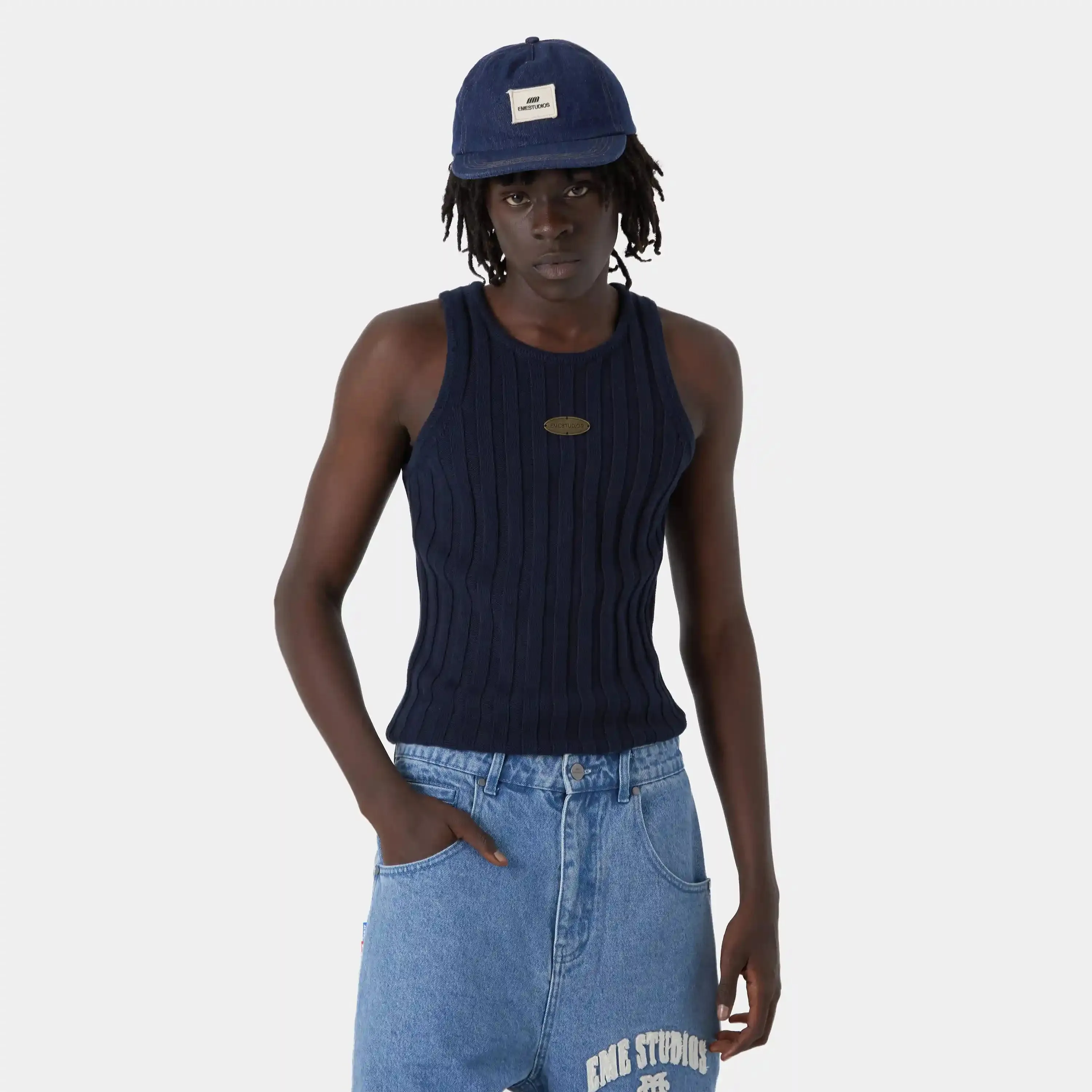 Rib Navy Tank Top sold by EME STUDIOS product image thumbnail 3