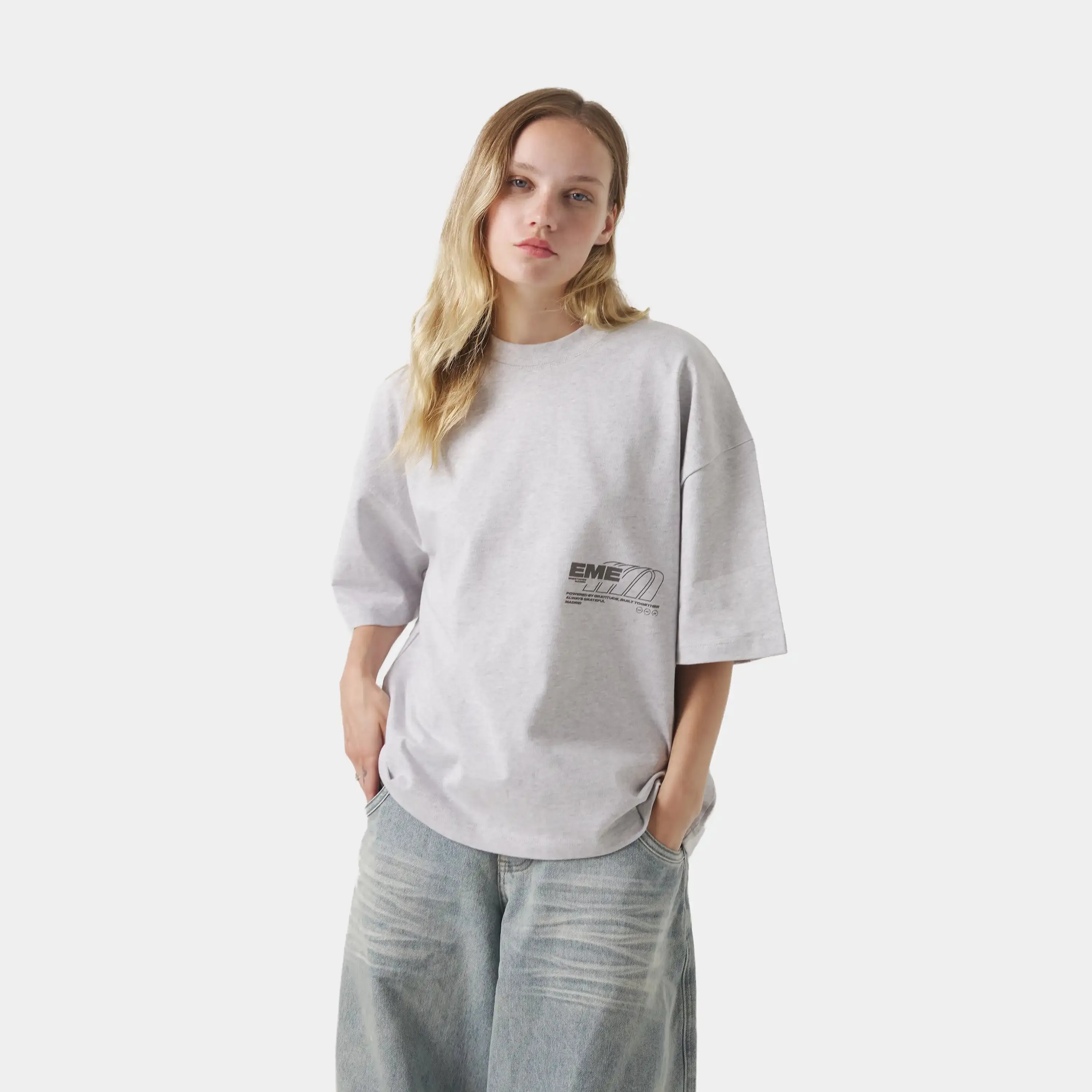 Breath Heather Grey Oversized Tee sold by EME STUDIOS product image thumbnail 2