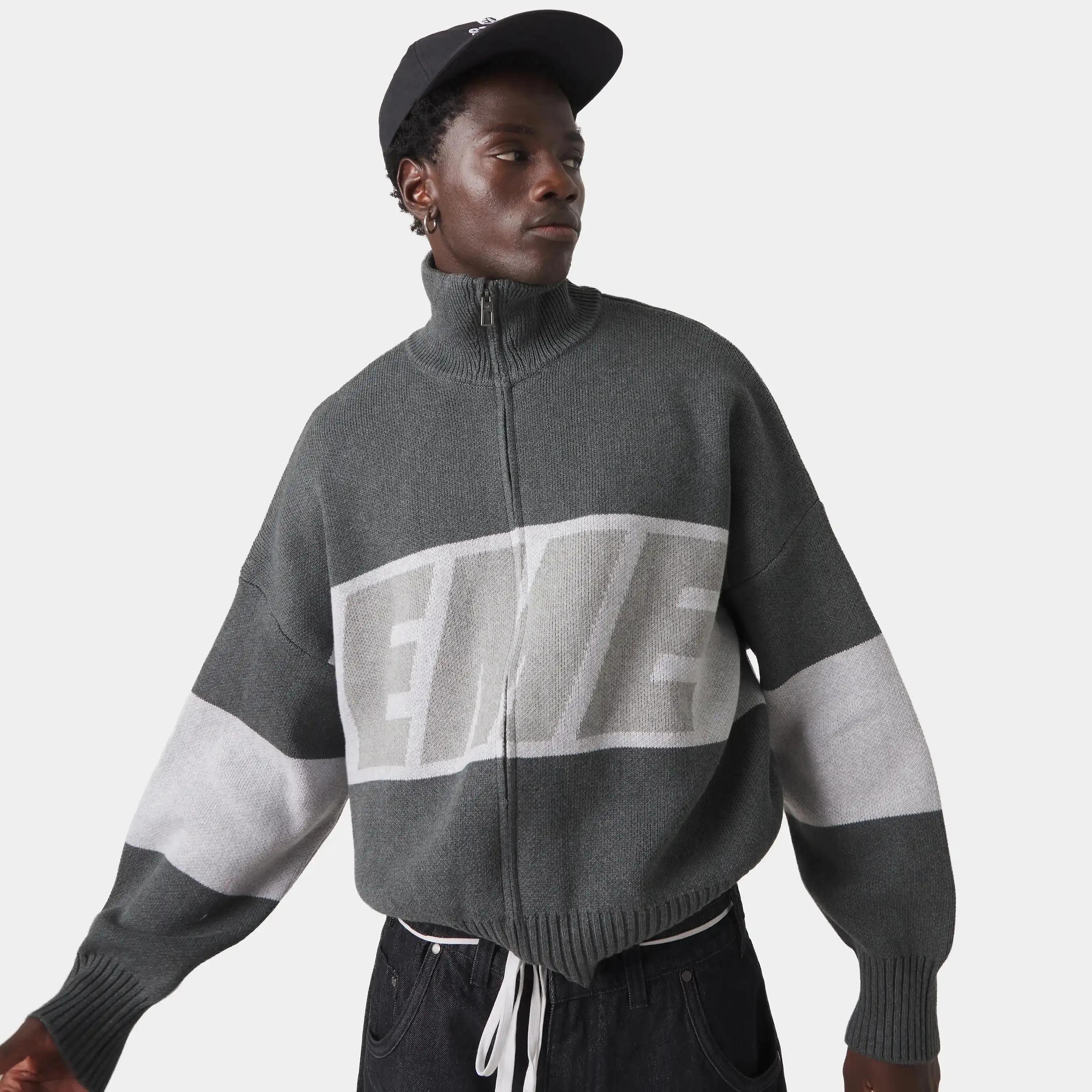 Thrill Grandpa Grey Zipper Knit sold by EME STUDIOS product image thumbnail 3