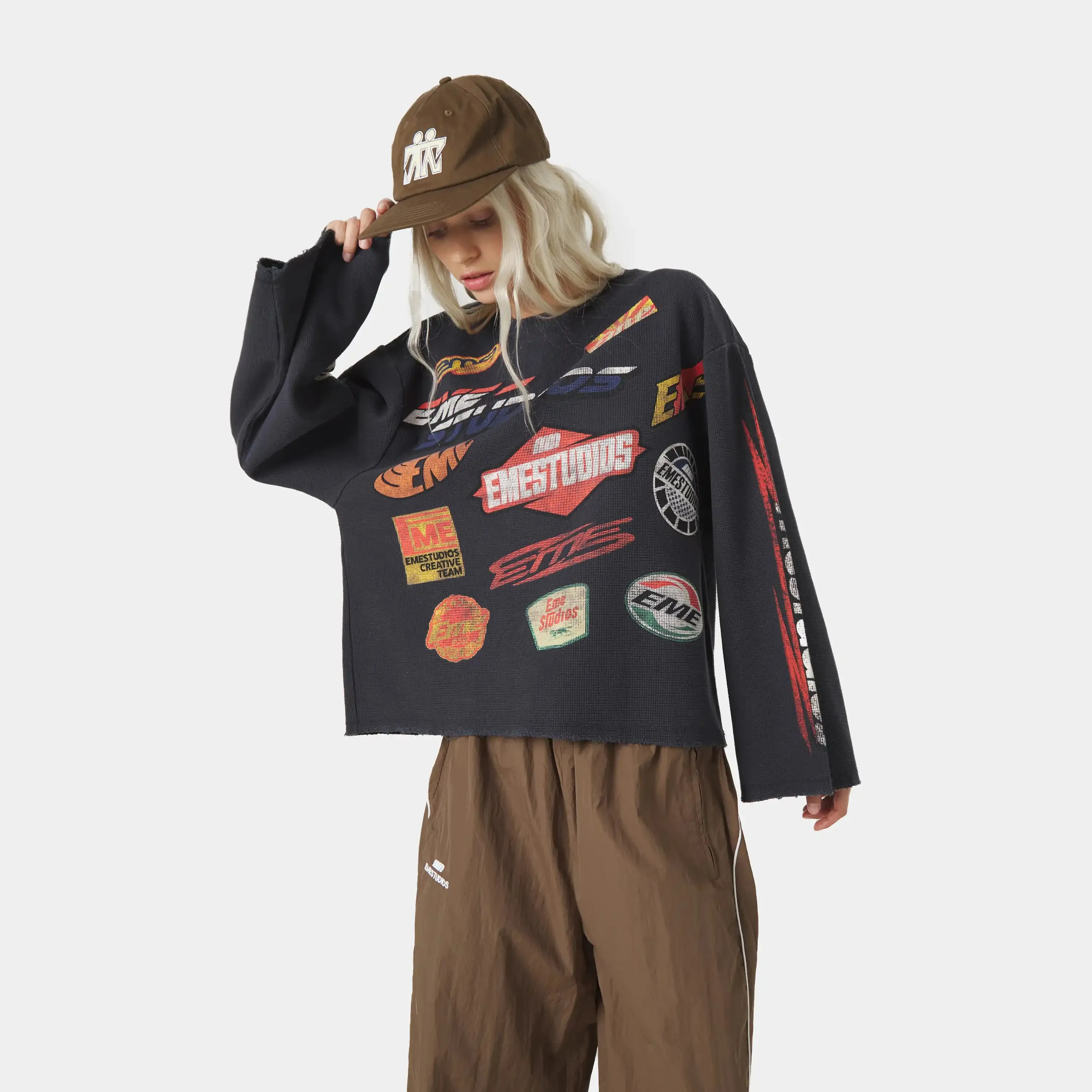 Waffle Navy Crewneck sold by EME STUDIOS product image thumbnail 3