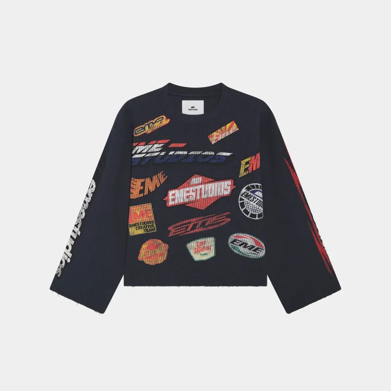 Waffle Navy Crewneck sold by EME STUDIOS