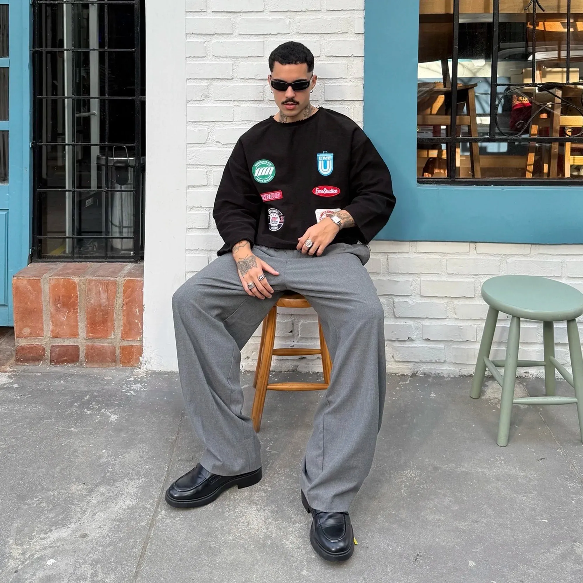 Patches Black Crewneck sold by EME STUDIOS product image thumbnail 2