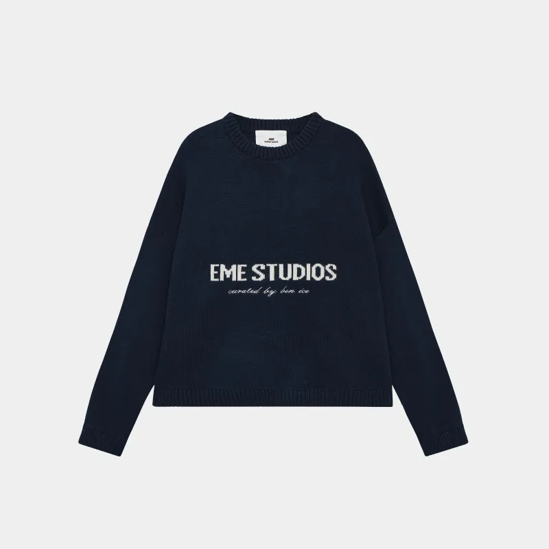 Master Navy Knit Sweater sold by EME STUDIOS
