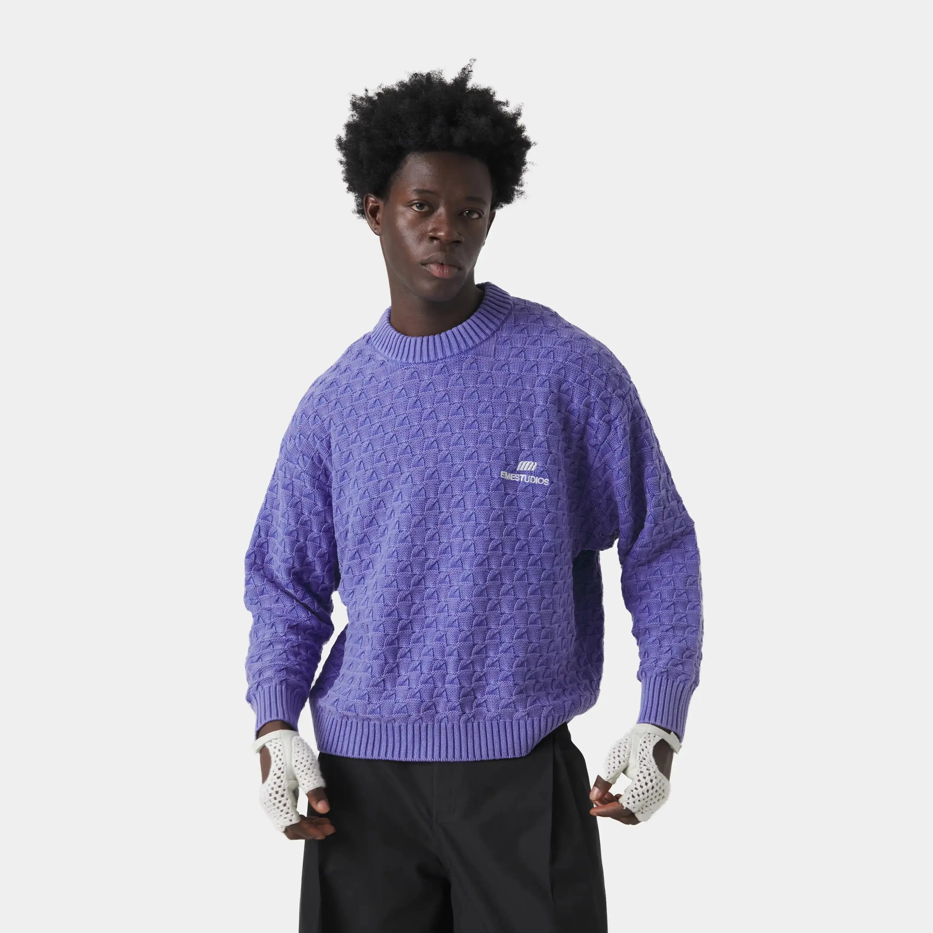 Grid Lucent Cable Knit Sweater sold by EME STUDIOS product image thumbnail 3