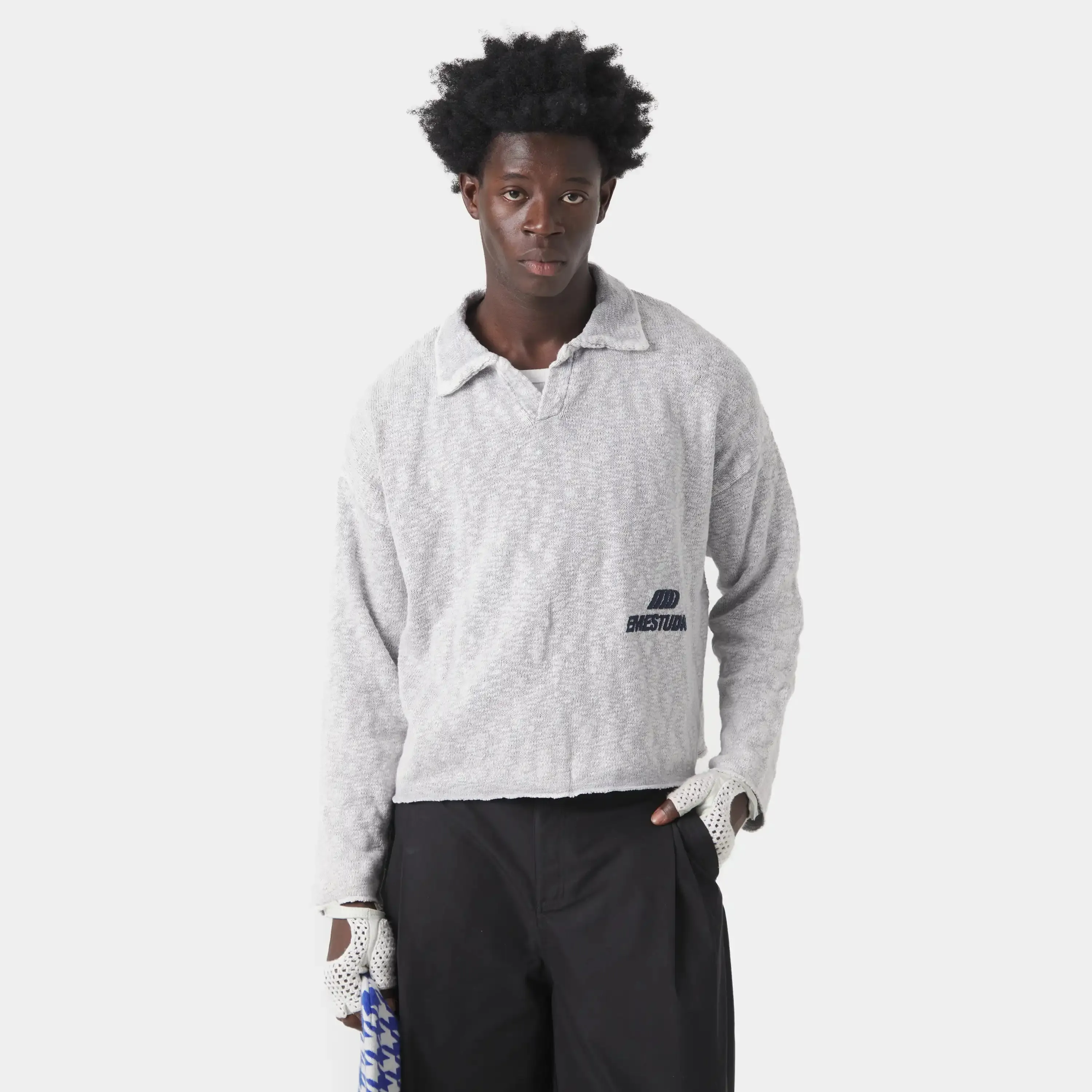 Kiff Polo Grey Knit Distressed sold by EME STUDIOS product image thumbnail 2