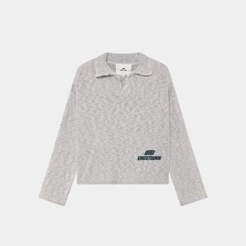 Kiff Polo Grey Knit Distressed sold by EME STUDIOS