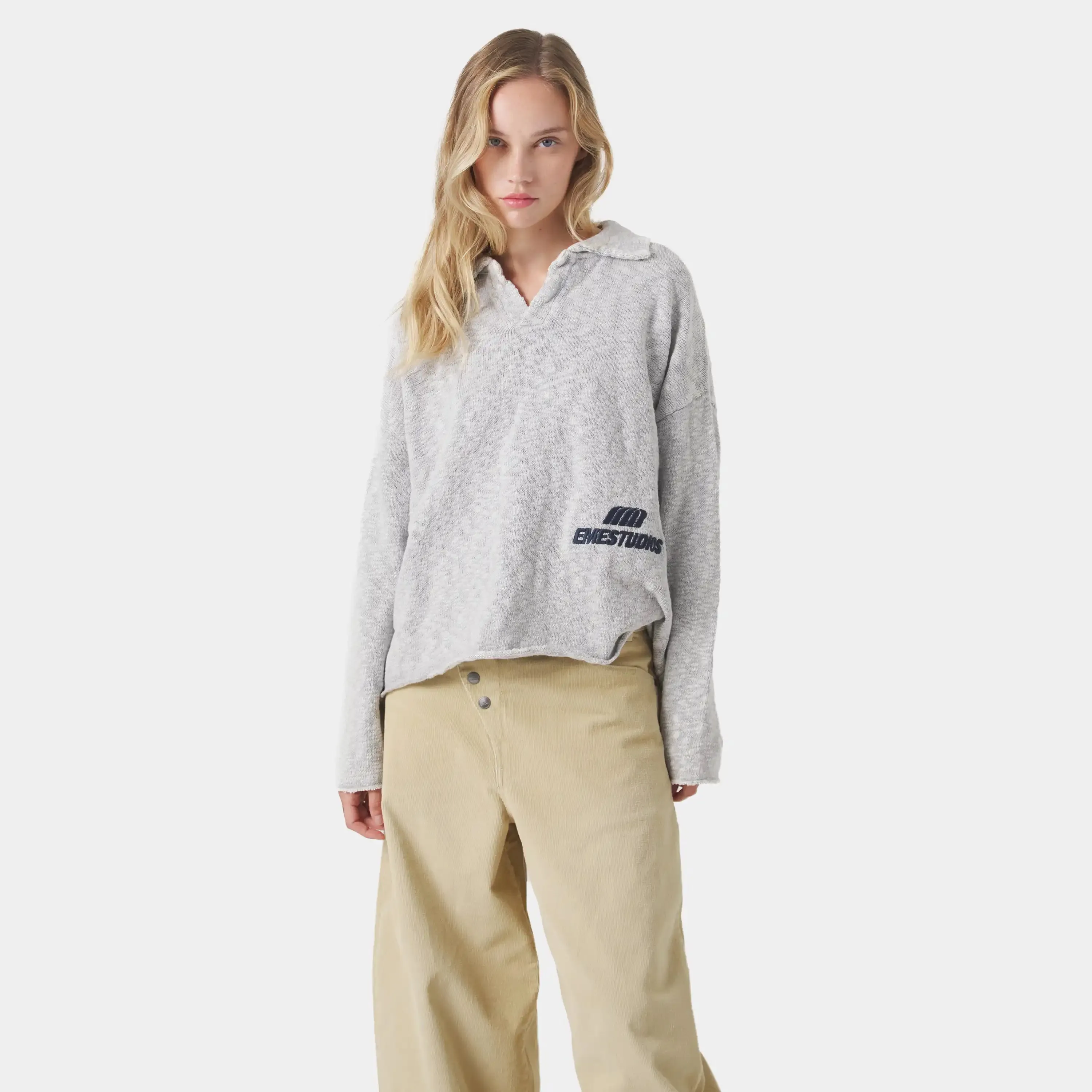 Kiff Polo Grey Knit Distressed sold by EME STUDIOS product image thumbnail 3