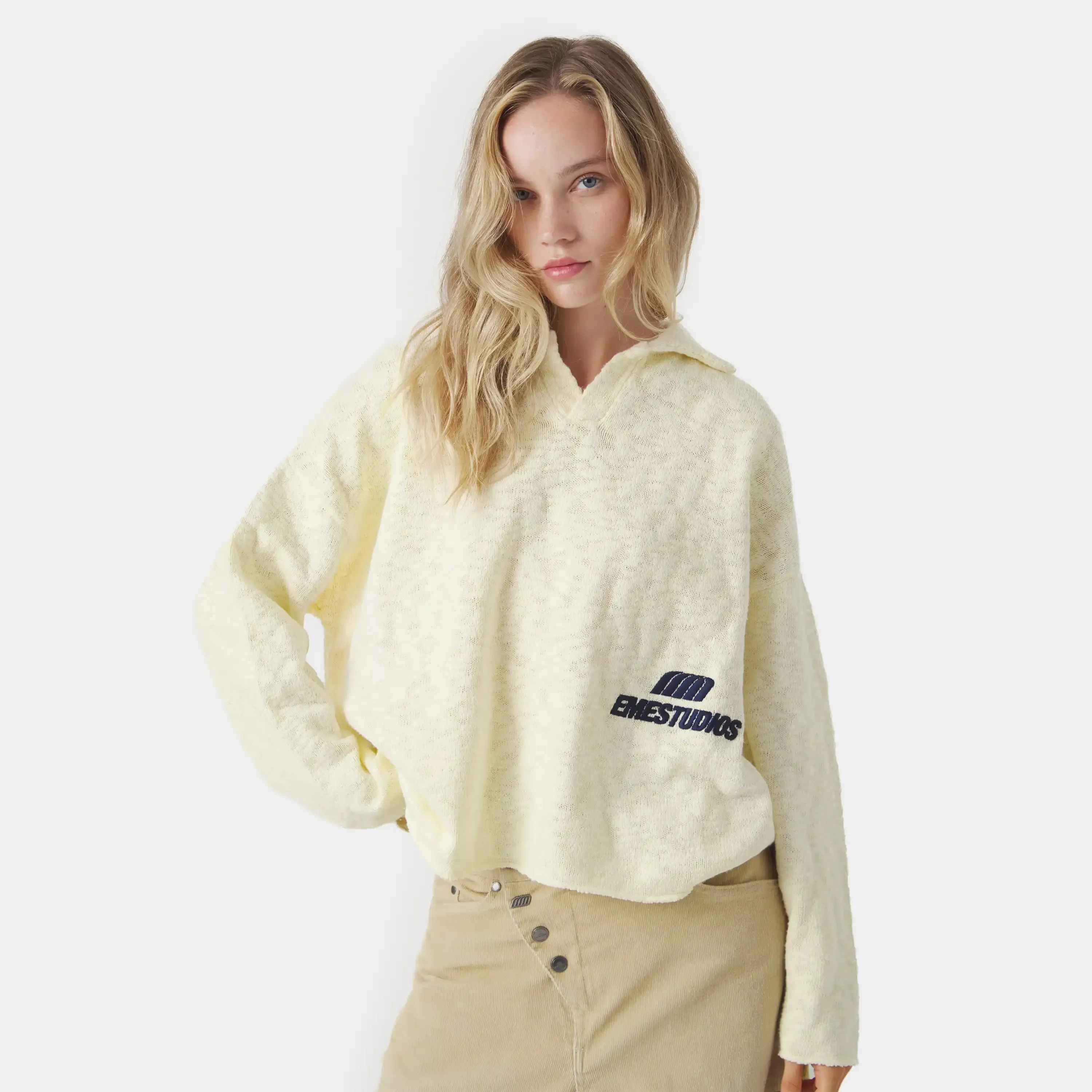 Kiff Polo Off Sand Knit Distressed sold by EME STUDIOS product image thumbnail 2