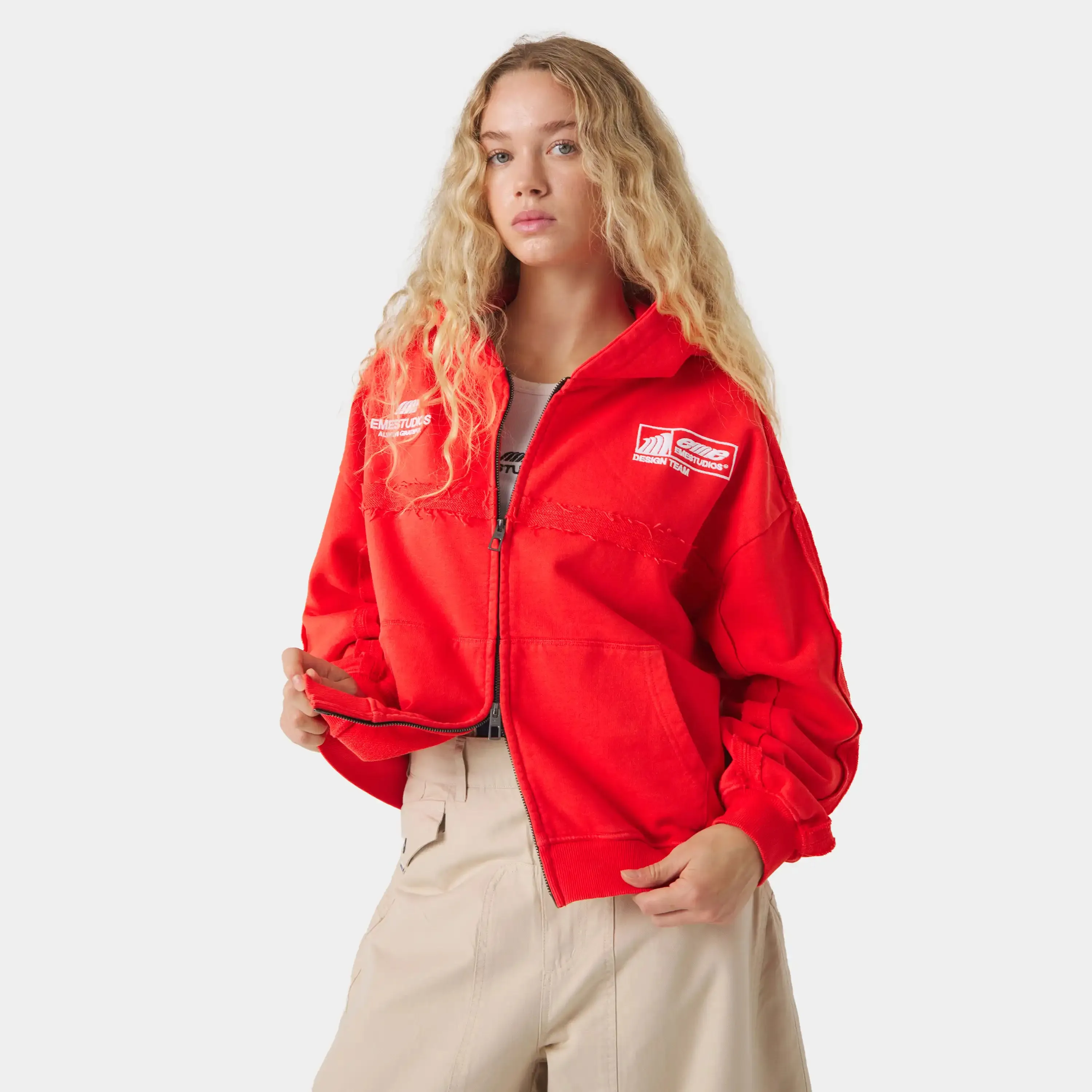 Gummy Poppy Red Cropped Full Zip sold by EME STUDIOS product image thumbnail 3