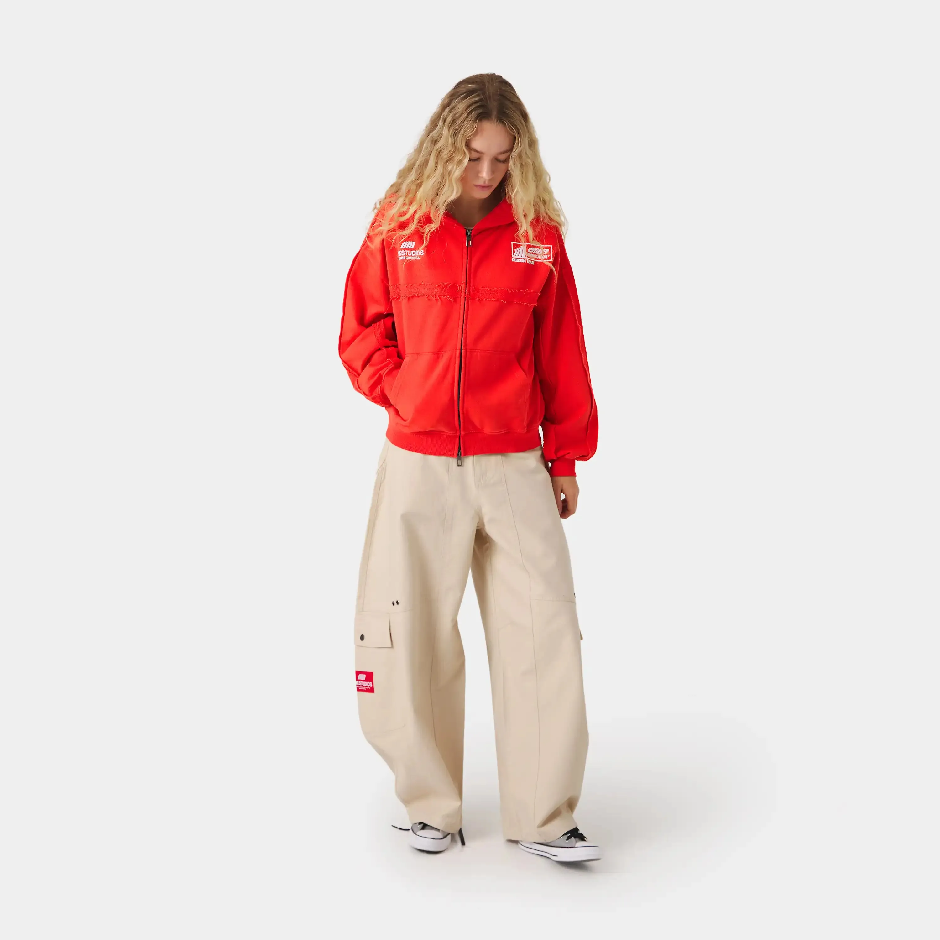 Gummy Poppy Red Cropped Full Zip sold by EME STUDIOS product image thumbnail 5