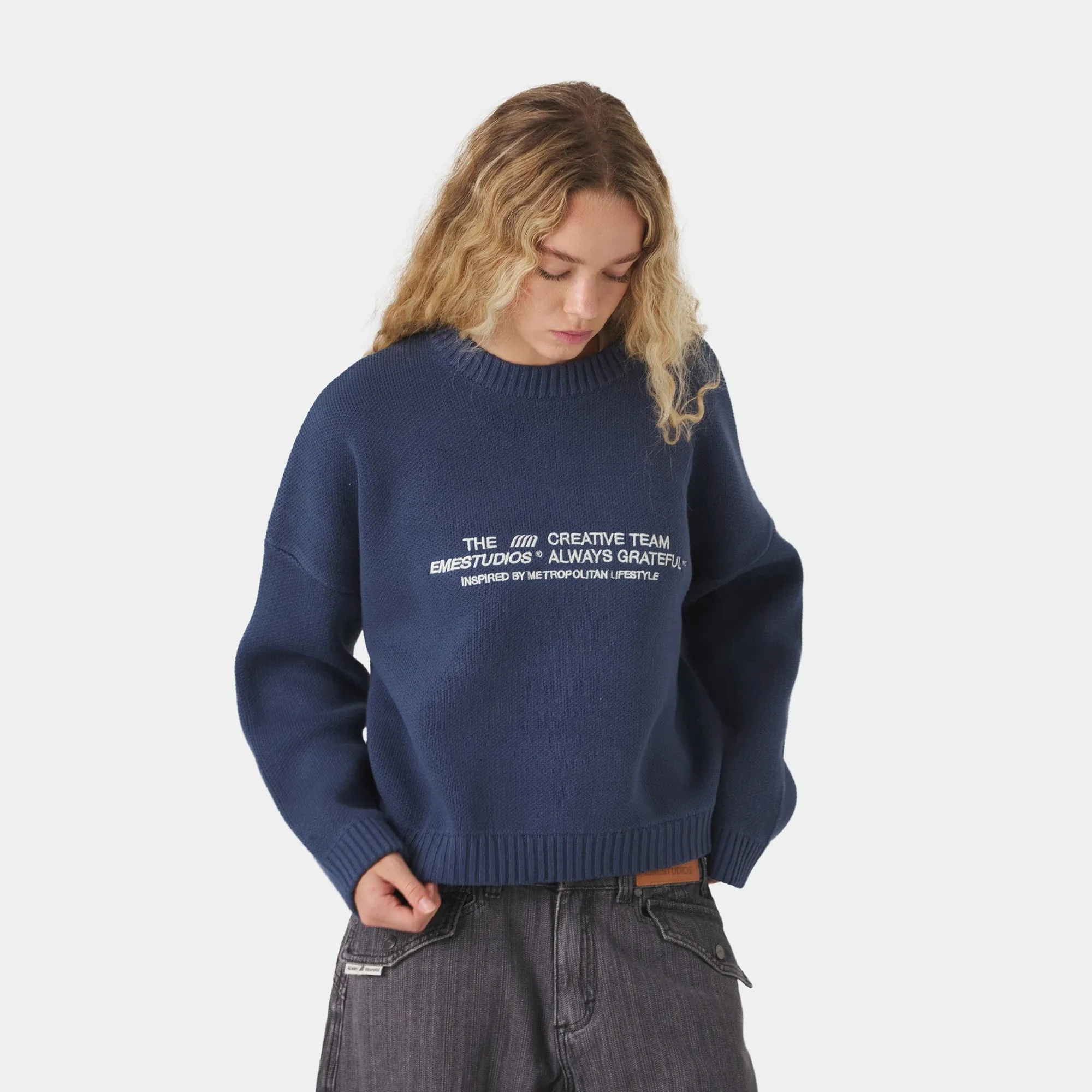 Metro Vintage Indigo Knit Sweater sold by EME STUDIOS product image thumbnail 3