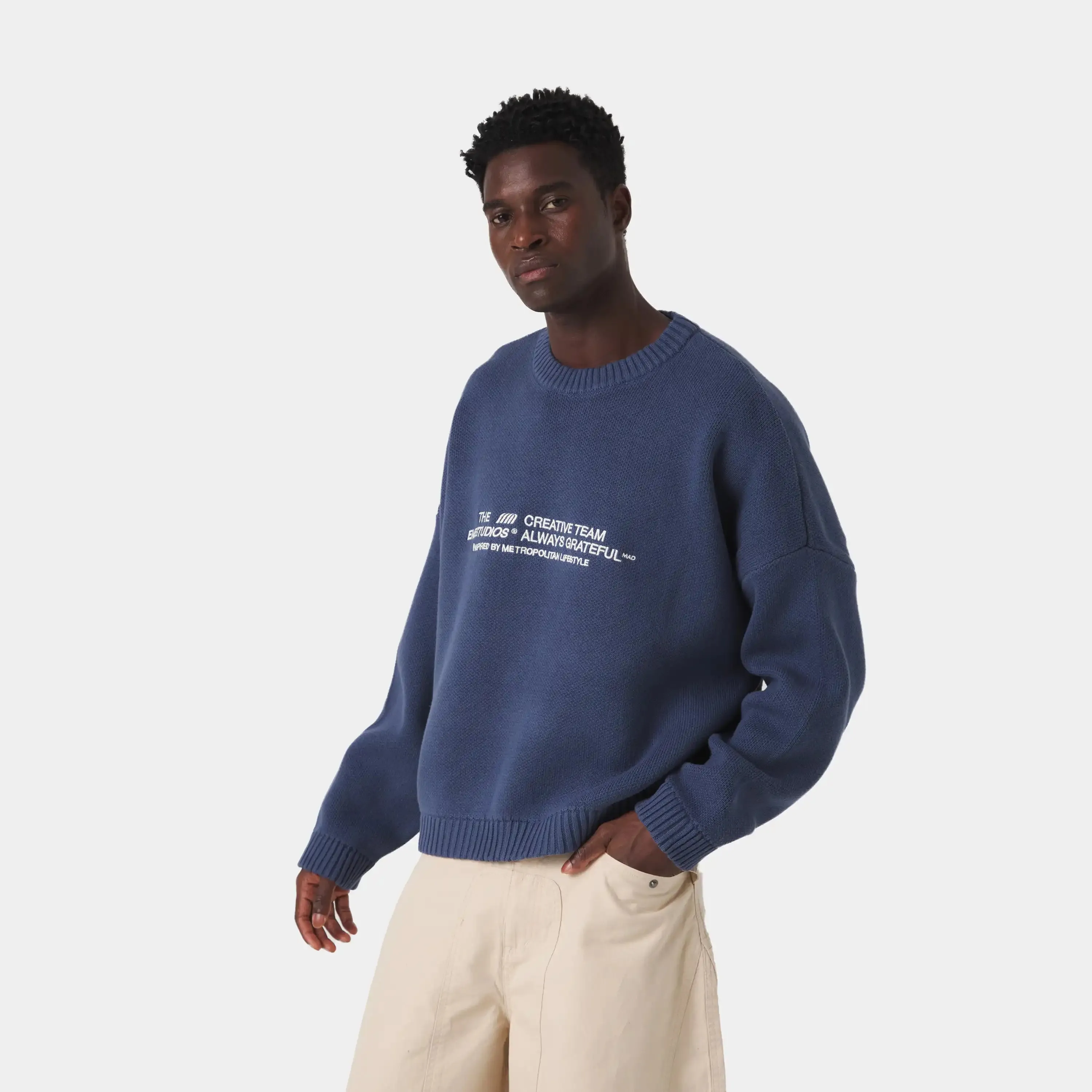 Metro Vintage Indigo Knit Sweater sold by EME STUDIOS product image thumbnail 2