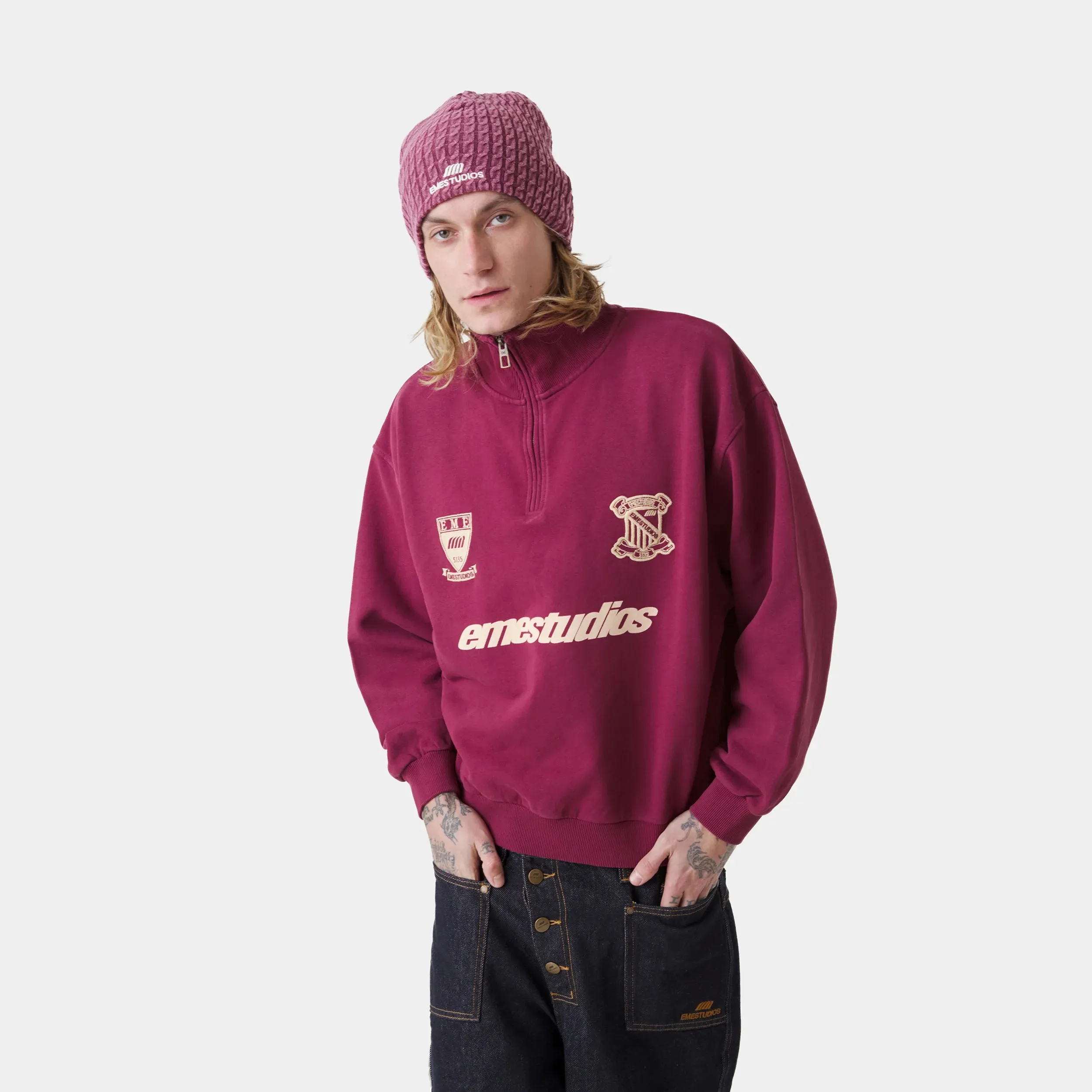 Peak Burgundy Half Zip sold by EME STUDIOS product image thumbnail 3