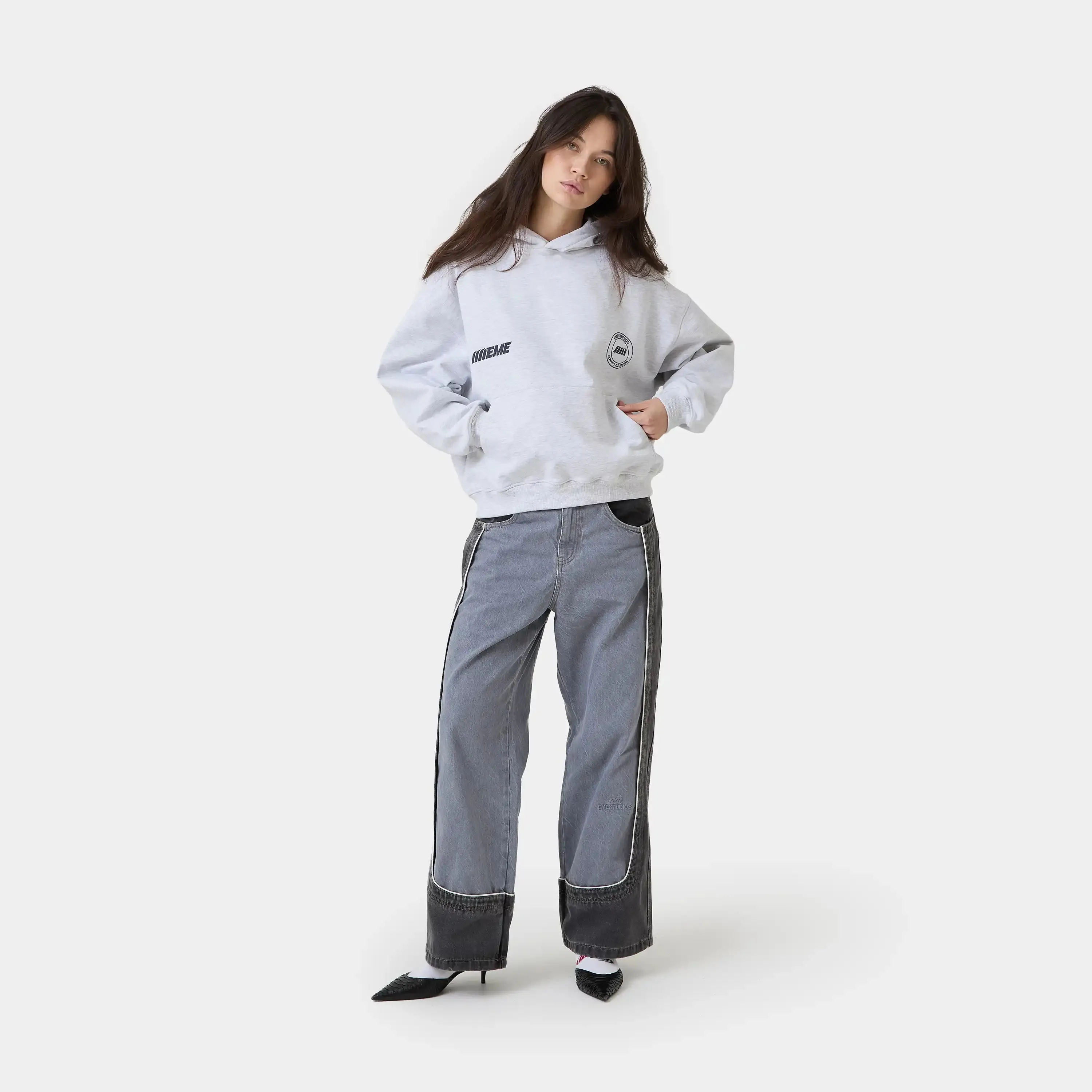 Peyas Heather Grey Oversized Hoodie sold by EME STUDIOS product image thumbnail 5