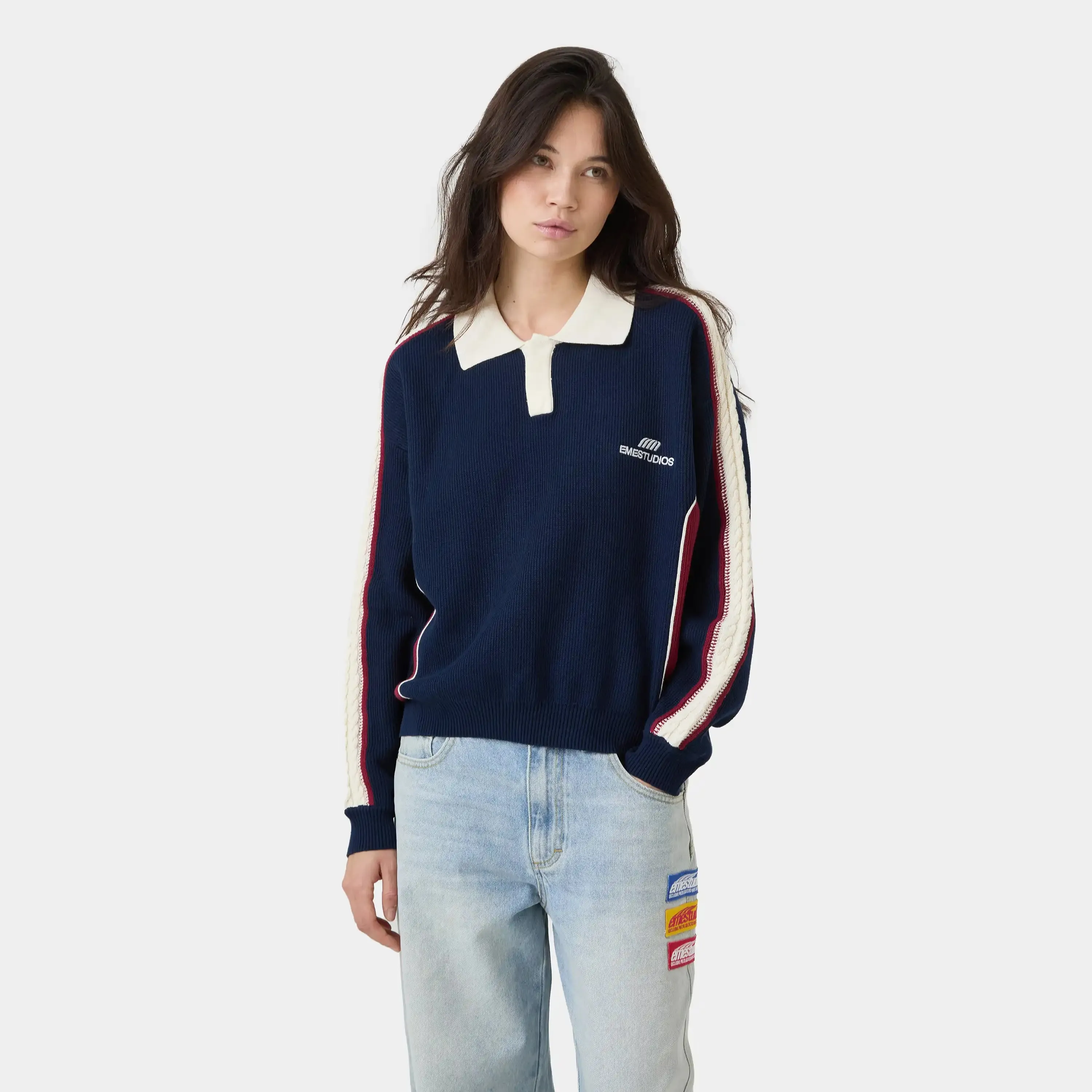 Chully Navy Knit Polo sold by EME STUDIOS product image thumbnail 3